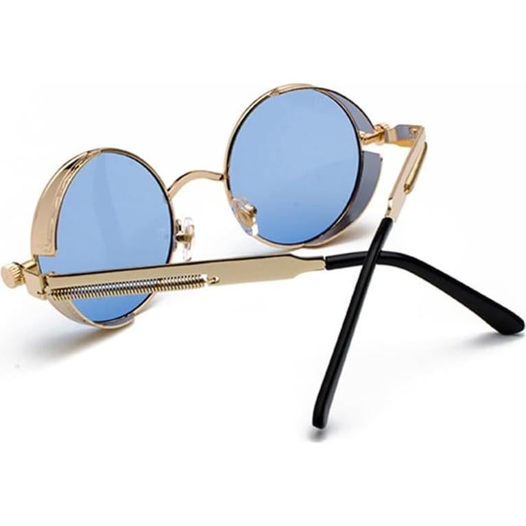 Gafas de sol redondas steampunk HJSUN10 con lentes UV400