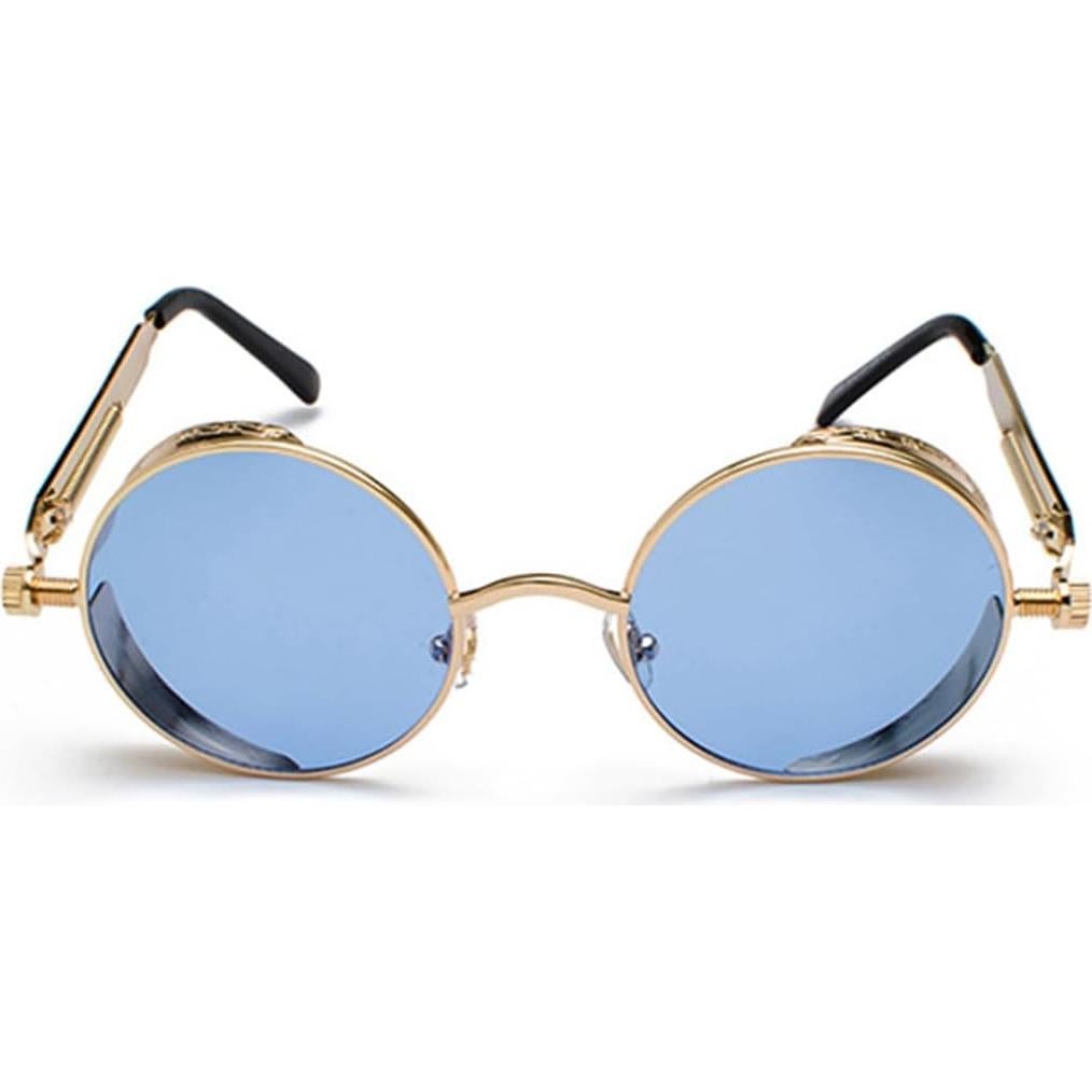Gafas de sol redondas steampunk HJSUN10 con lentes UV400