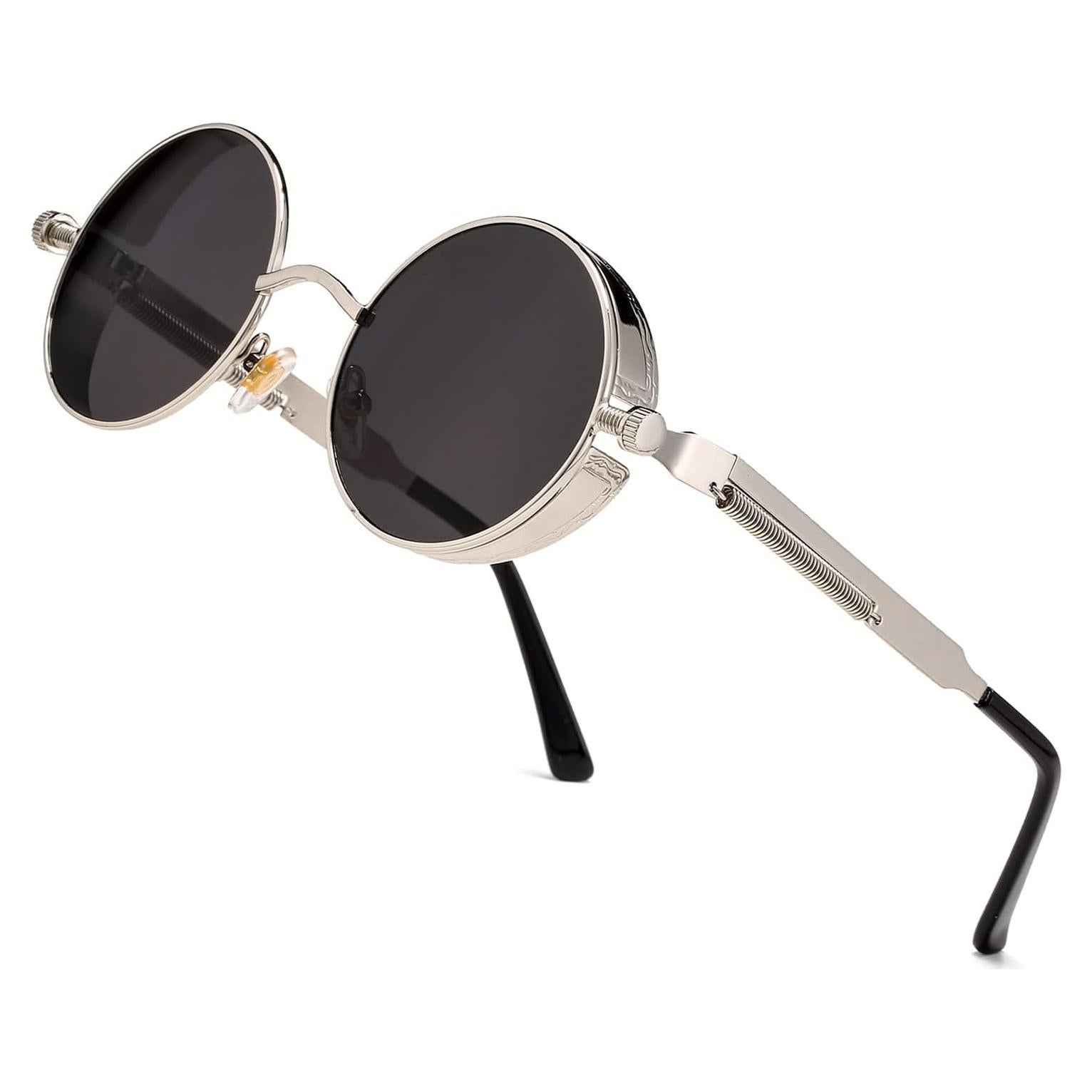 Gafas de sol redondas steampunk HJSUN10 con lentes UV400