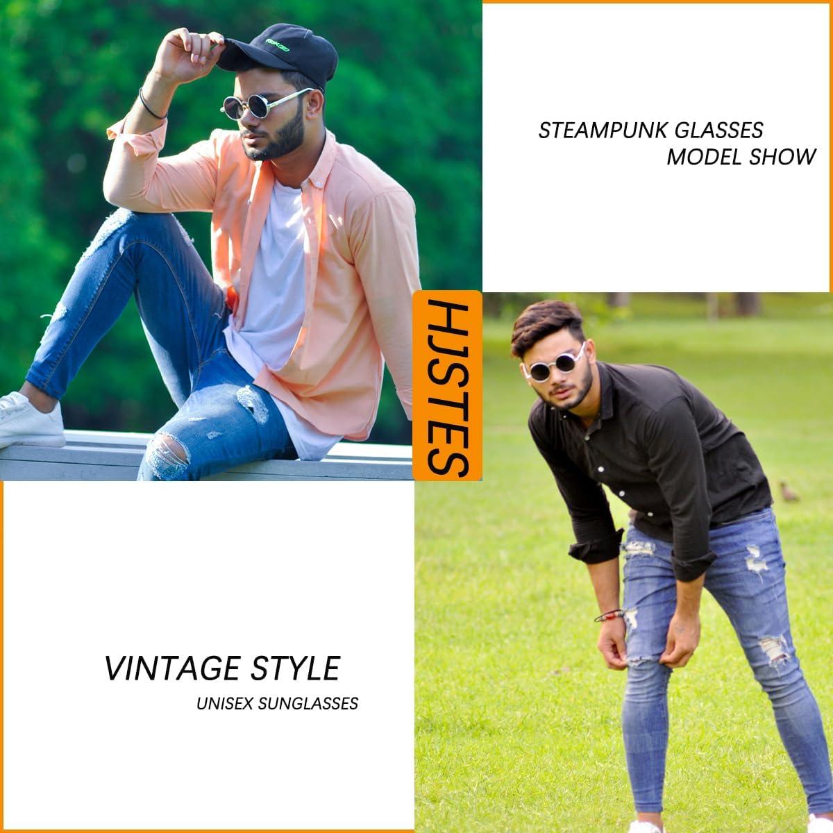 Gafas de sol redondas steampunk HJSUN10 con lentes UV400