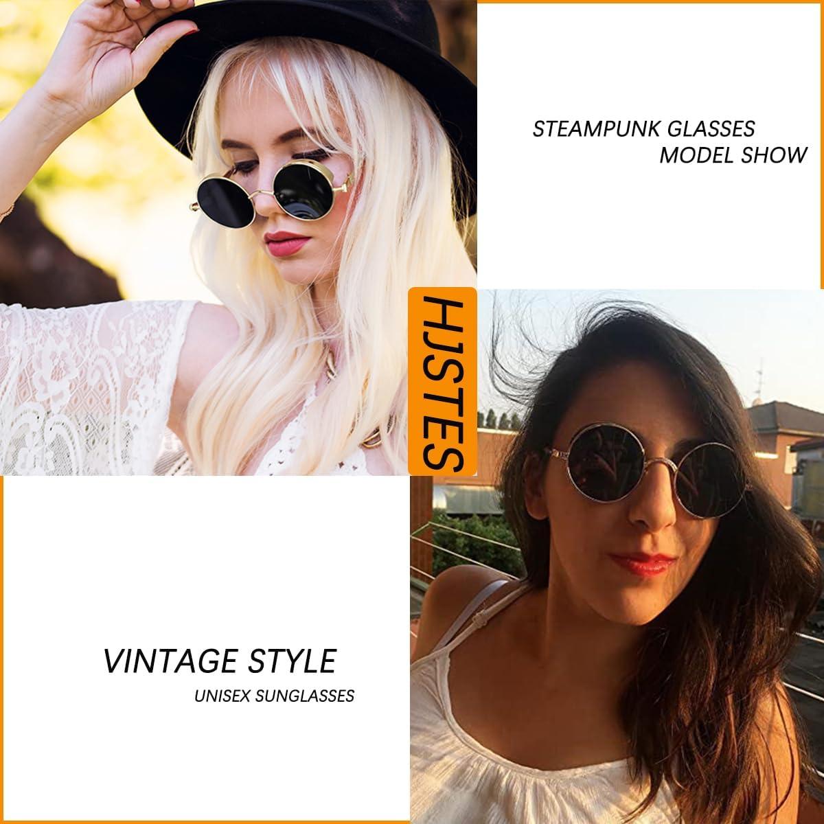 Gafas de sol redondas steampunk HJSUN10 con lentes UV400