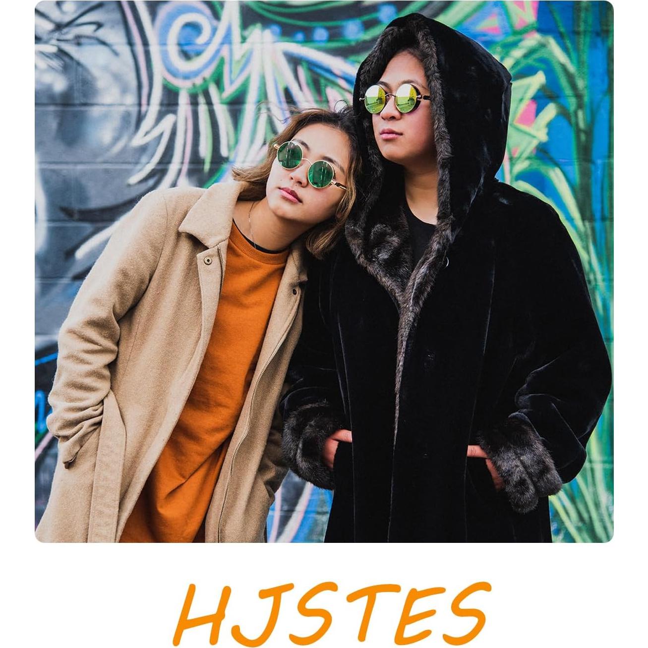 Gafas de sol redondas steampunk HJSUN10 doradas 46mm