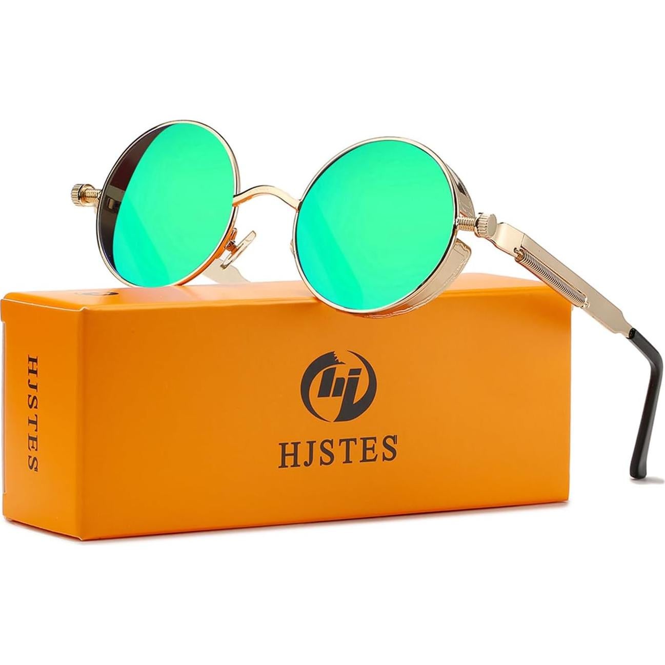 Gafas de sol redondas steampunk HJSUN10 con lentes HD