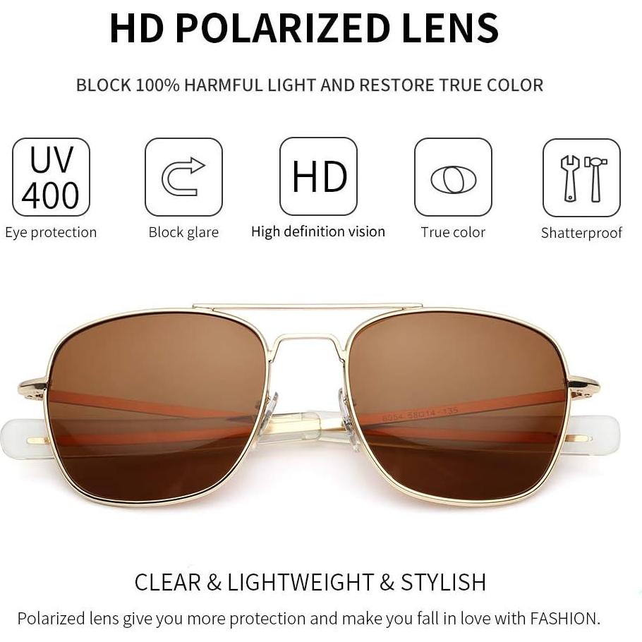 Gafas de sol aviador IOHLNG polarizadas 55mm para hombres