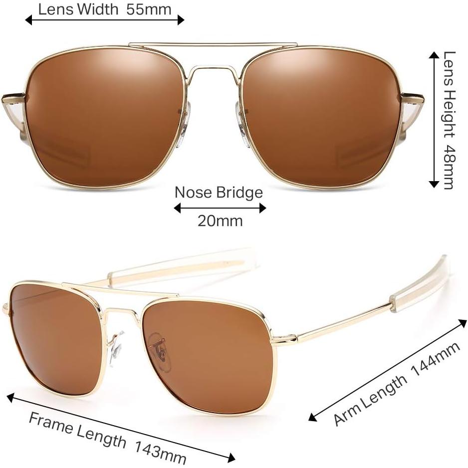 Gafas de sol aviador IOHLNG polarizadas 55mm para hombres