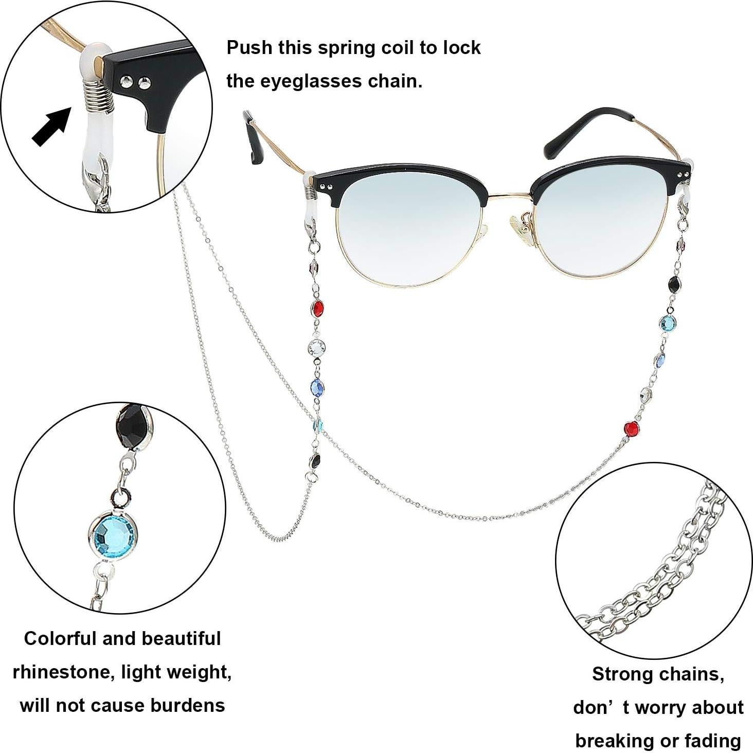 Cadena de Gafas Frienda 6 Piezas con Perlas para Mujeres