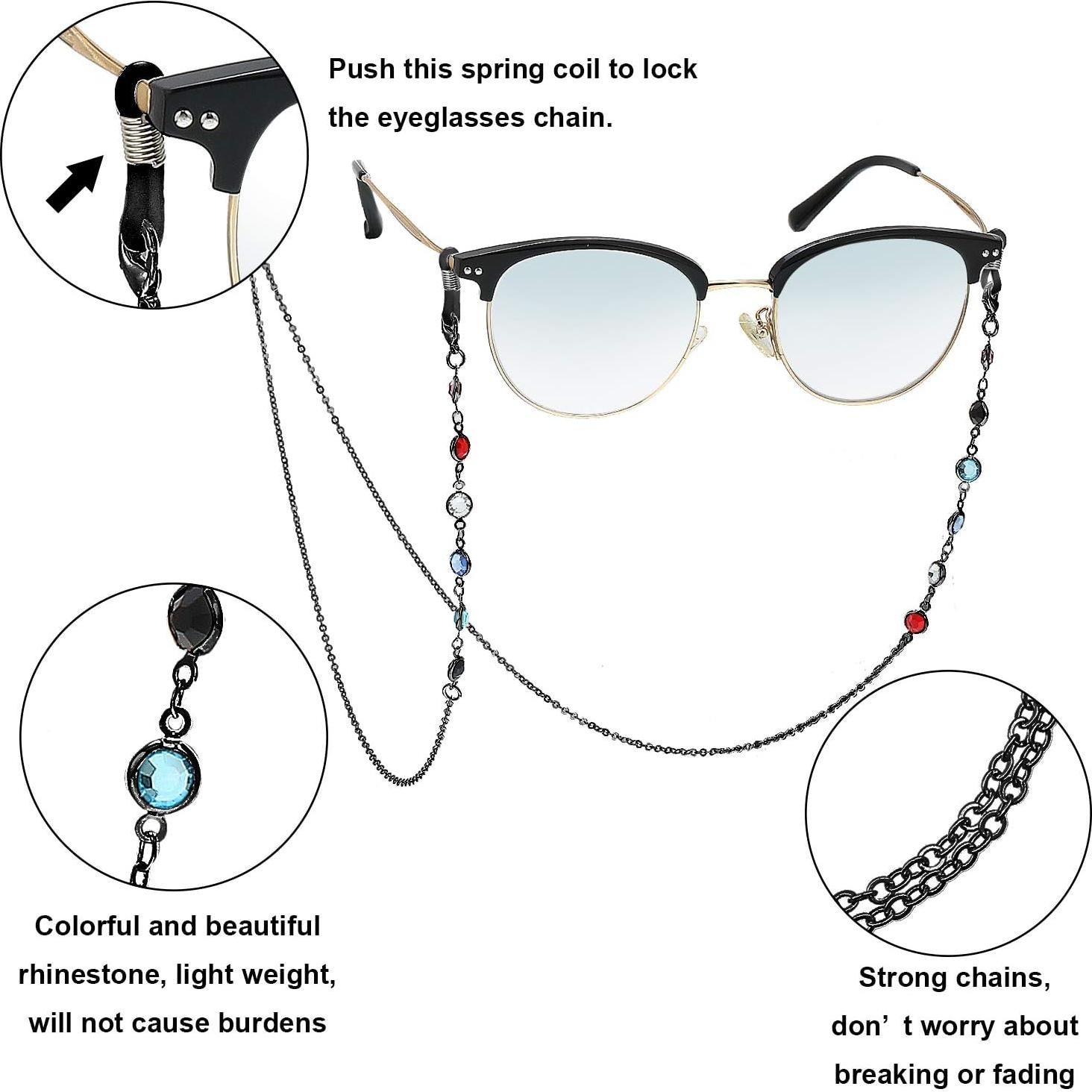 Cadena de Gafas Frienda 6 Piezas con Perlas para Mujeres