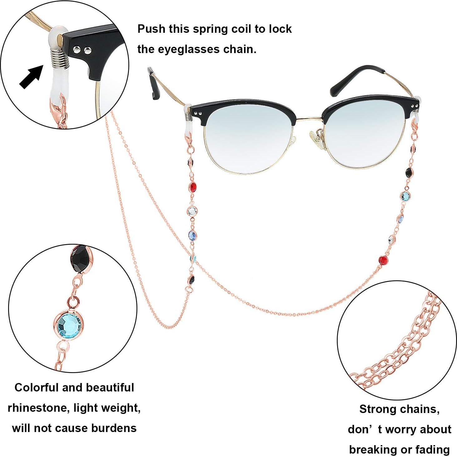 Cadena de Gafas Frienda 6 Piezas con Perlas para Mujeres