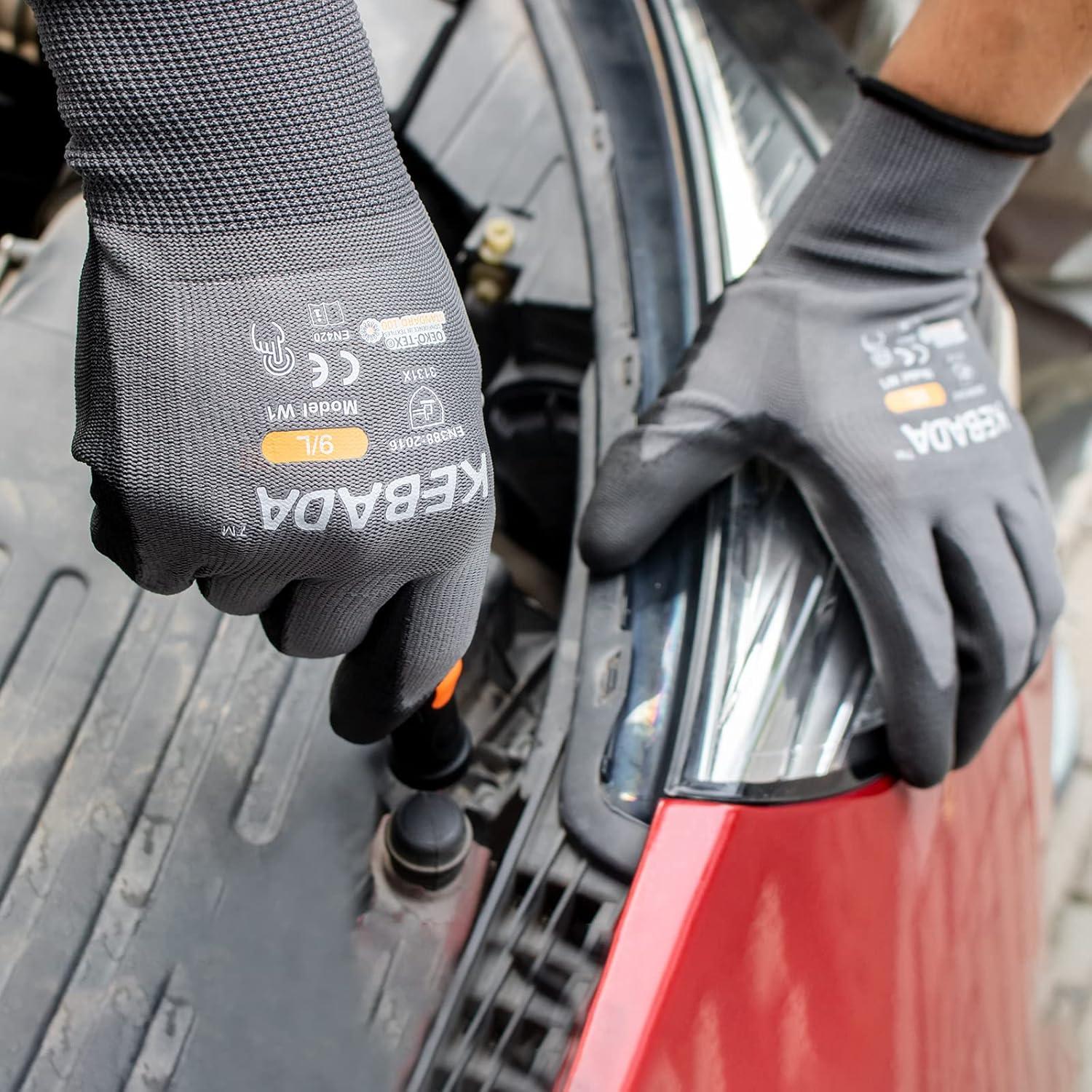 Guantes de Trabajo Kebada W1 Táctiles 12 Pares Medianos