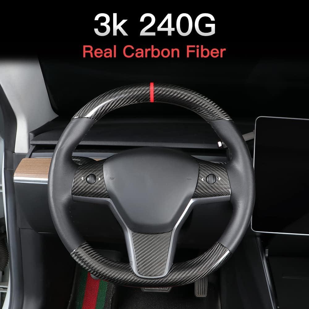 Cubierta de volante fibra de carbono Genérico Tesla Model 3/Y