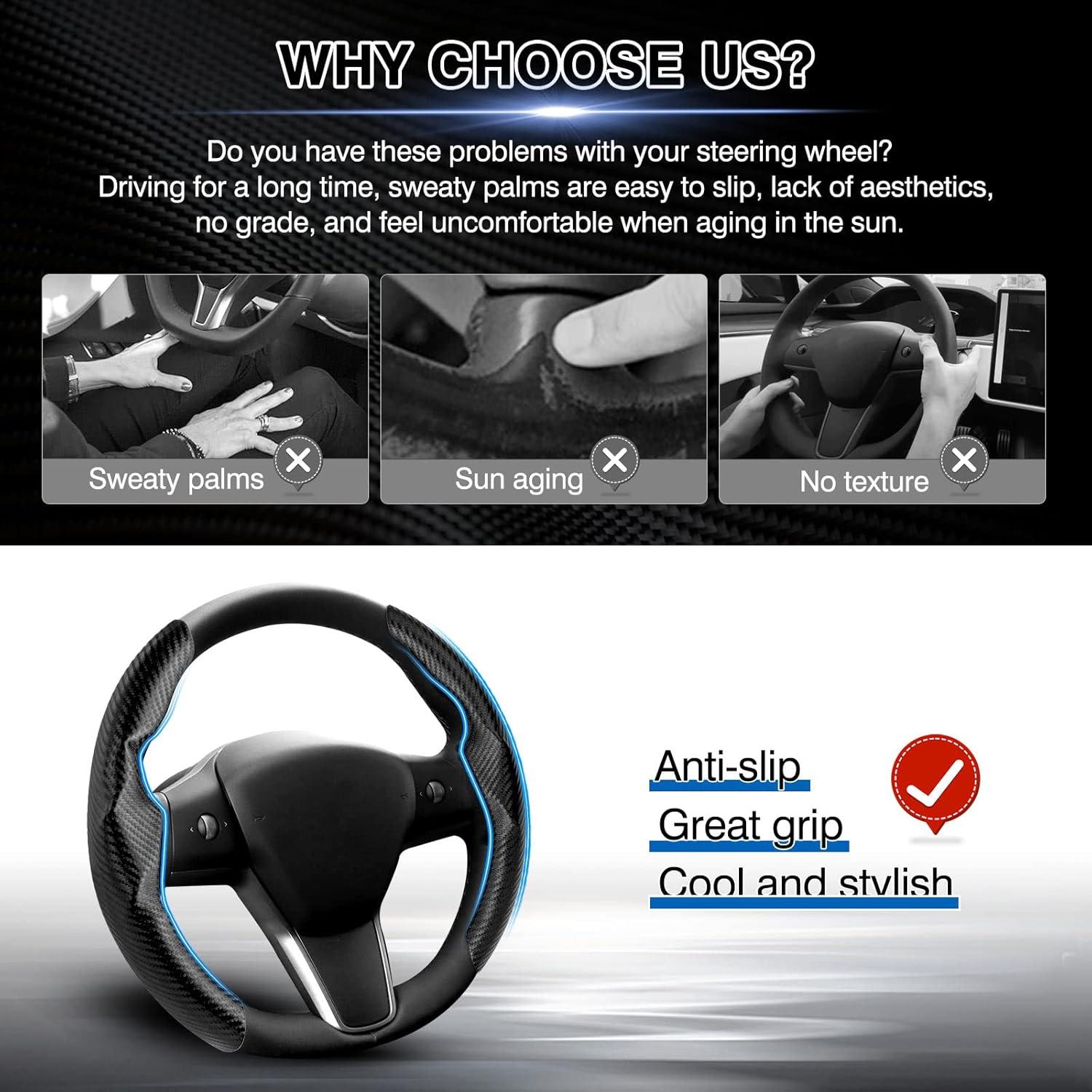 Cubierta de Volante Canvcle para Tesla Modelo 3/Y 2017-2023