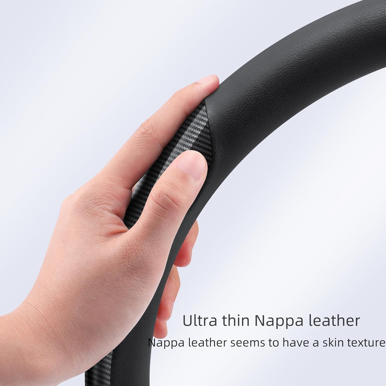 Cubierta de Volante de Coche GOHI YANDA 15" Cuero Nappa Negro