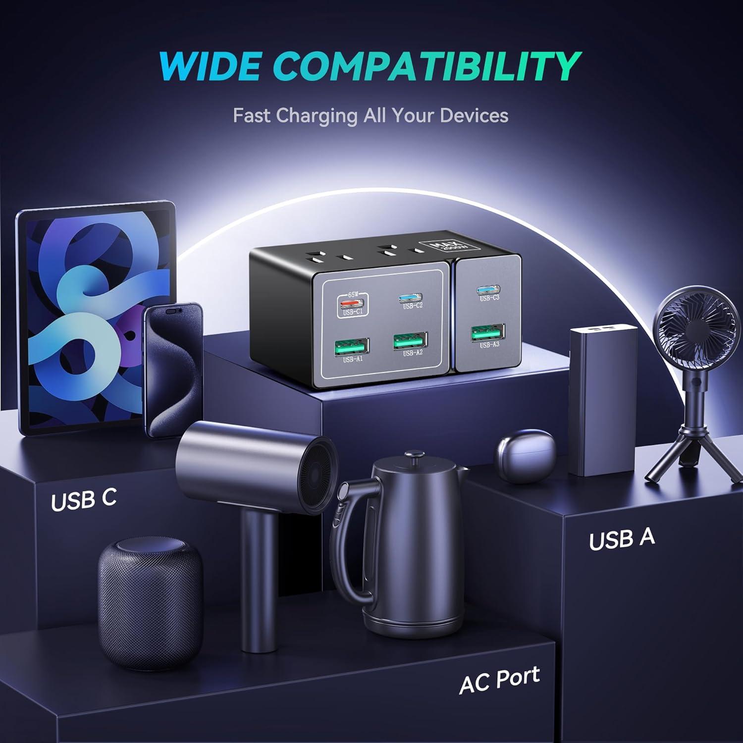 Estación de Carga USB C 8 Puertos 160W - Cargador GaN LS160