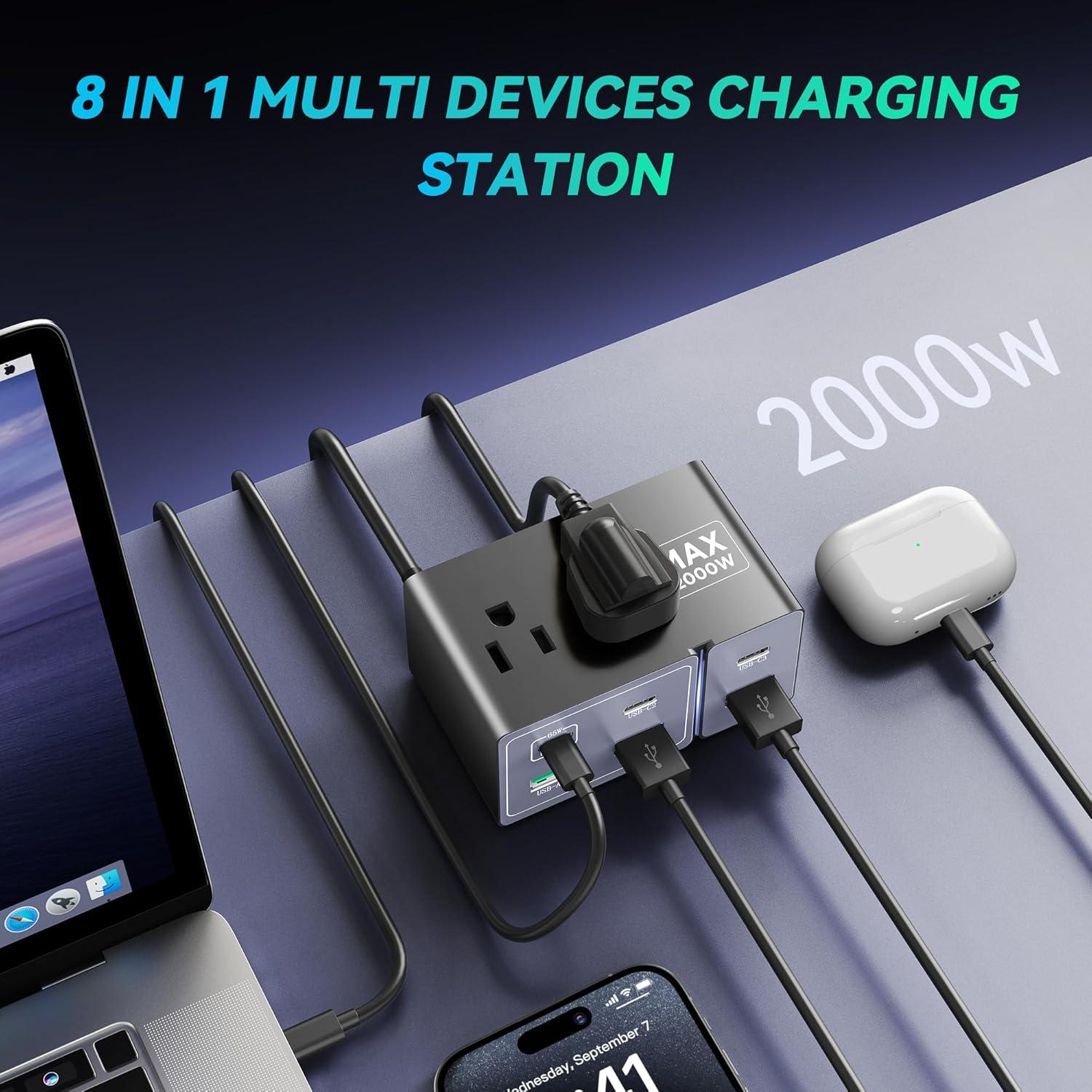 Estación de Carga USB C 8 Puertos 160W - Cargador GaN LS160