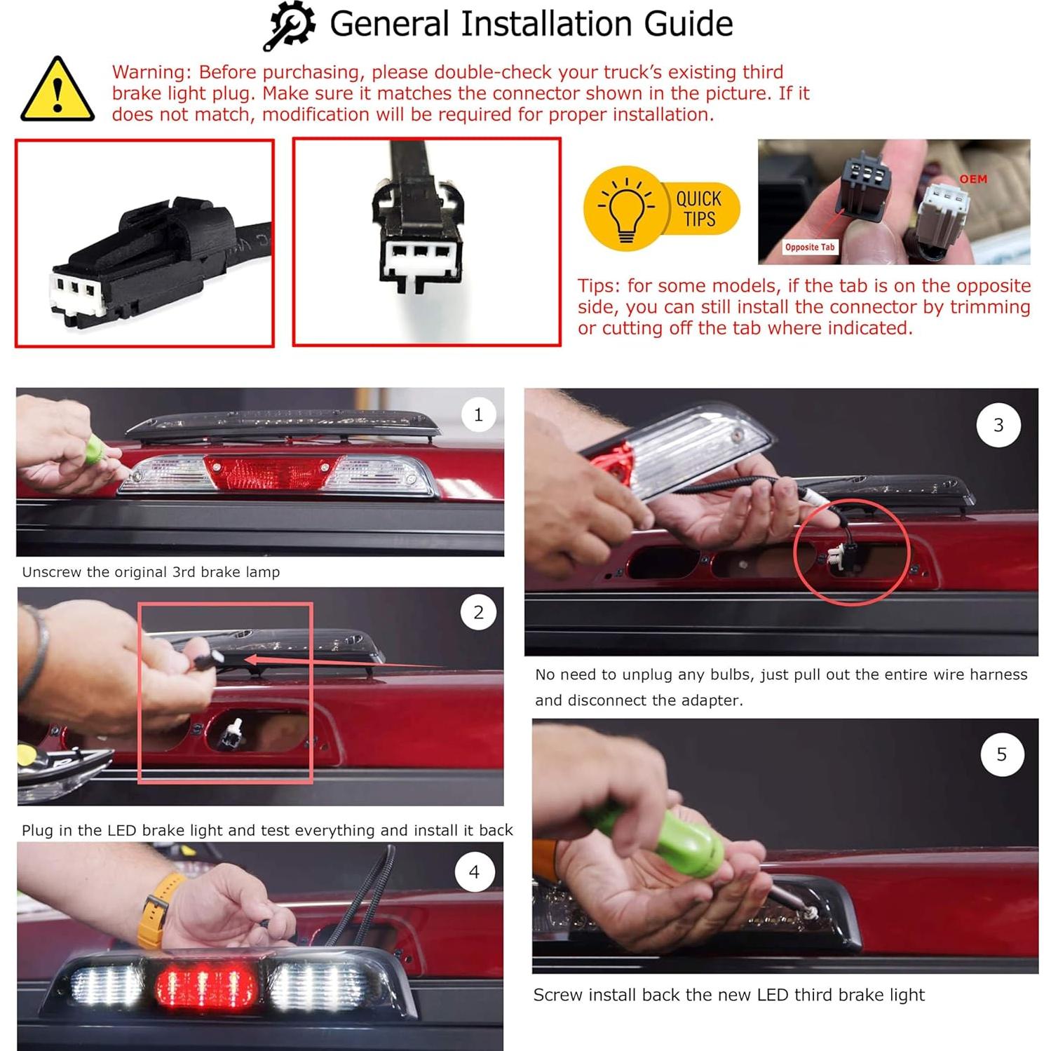 Luz de Freno Tercera LED iJDMTOY Ahumada Cromada para Ford