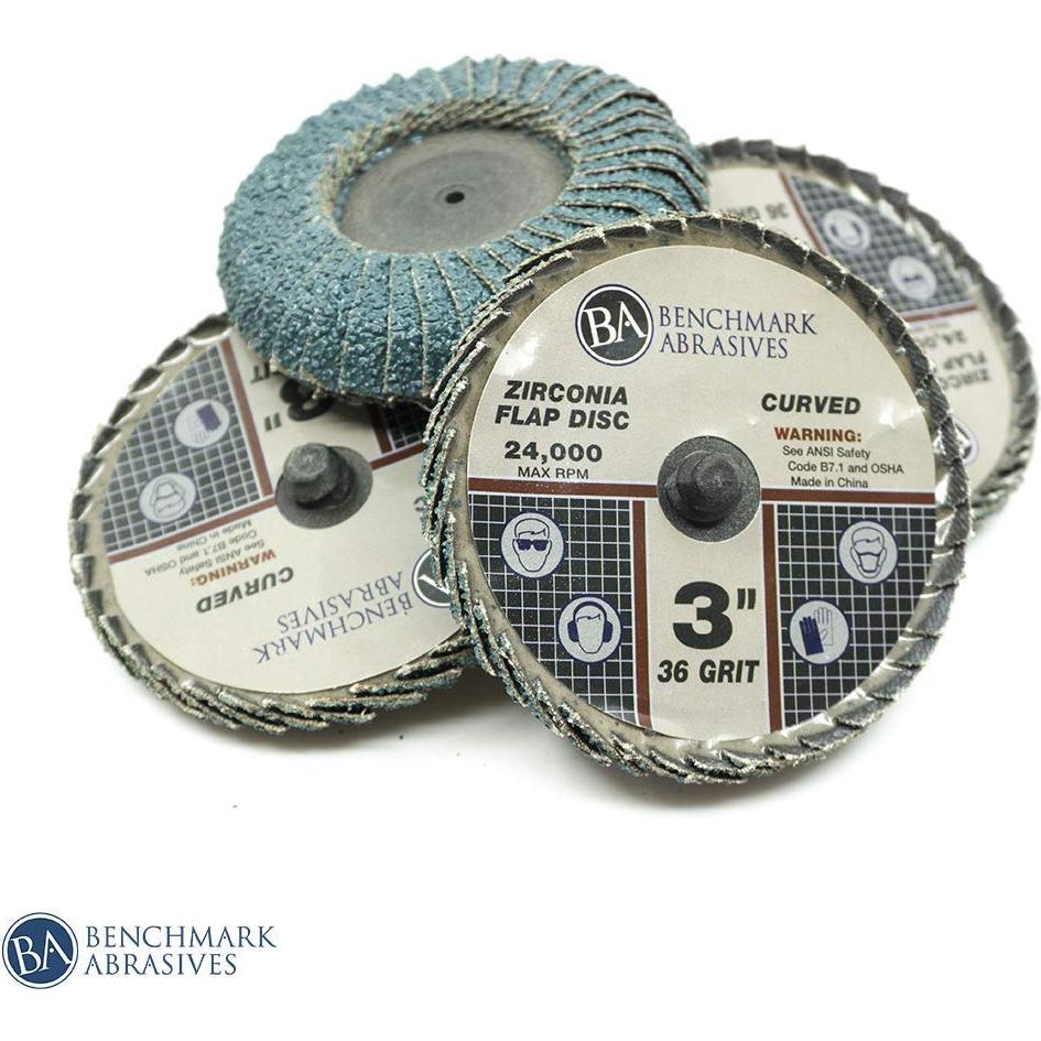 Disco de Aleta Curvado 3" Zirconia Benchmark Abrasives - Paquete de 10