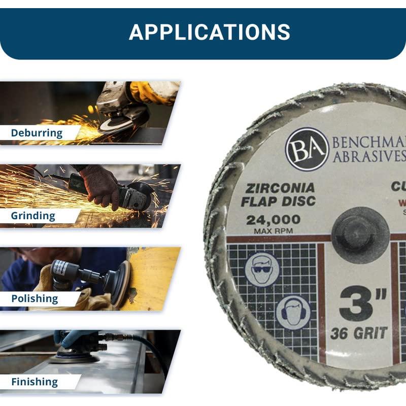 Disco de Aleta Curvado 3" Zirconia Benchmark Abrasives - Paquete de 10