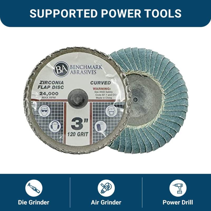 Disco de Aleta Curvado 3" Zirconia Benchmark Abrasives - Paquete de 10