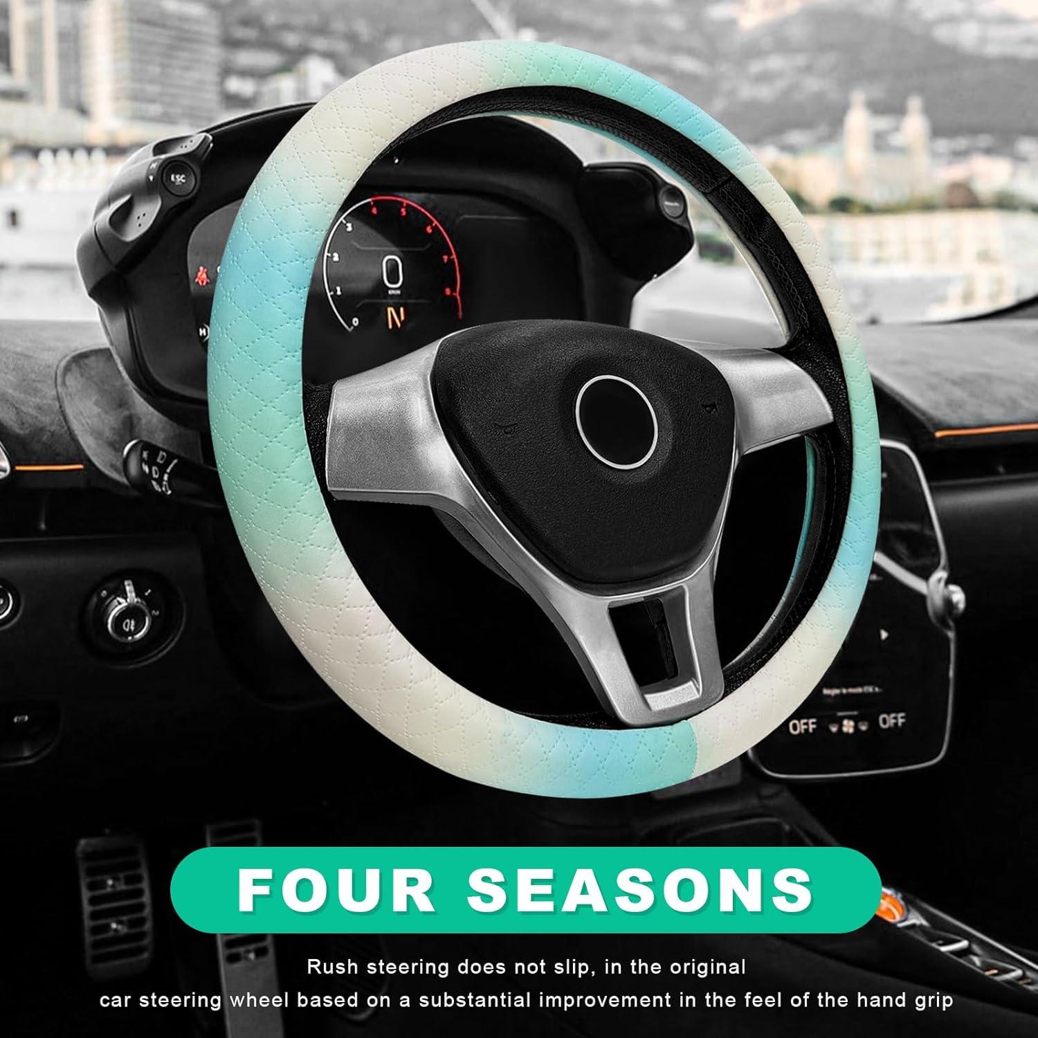 Funda de Volante YTFRL 38 cm Cuero Antideslizante Azul Gradiente