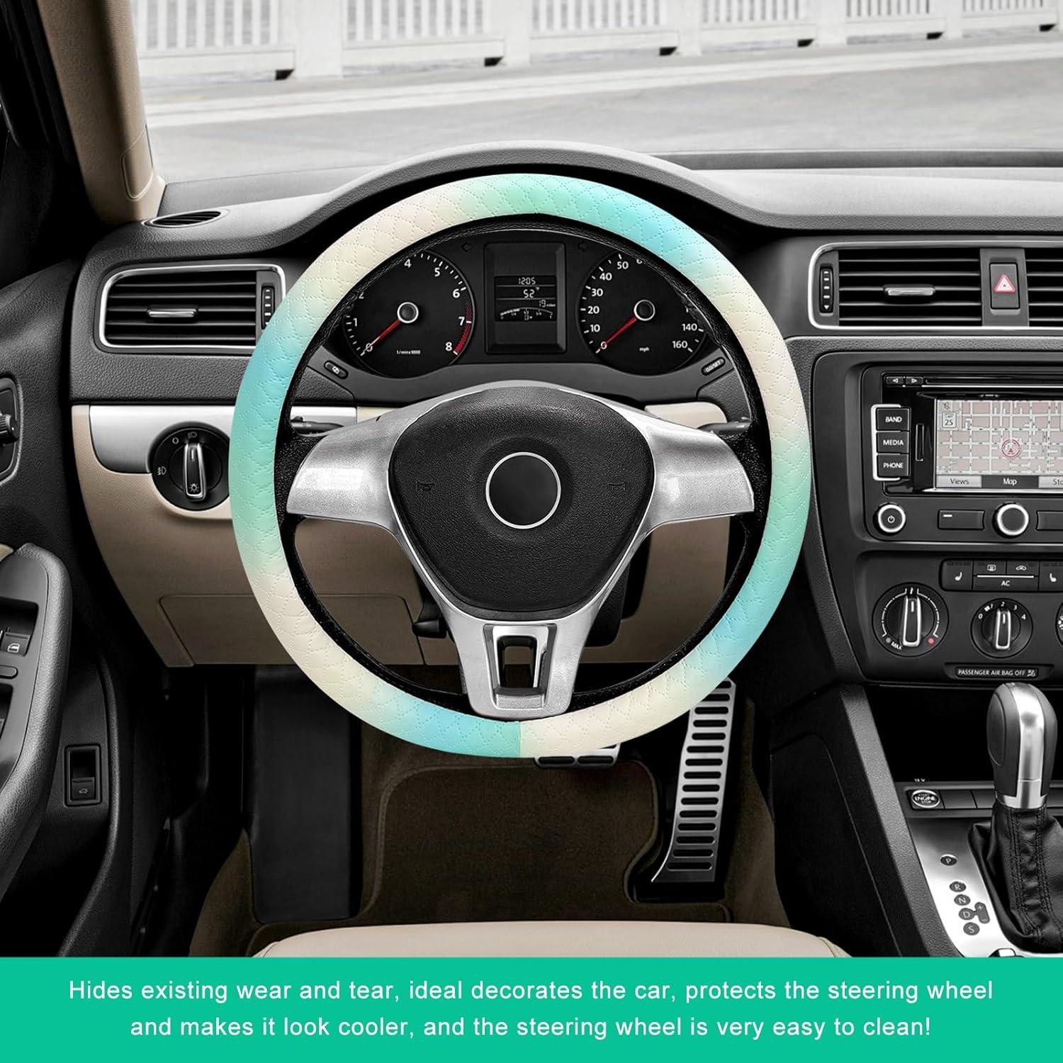 Funda de Volante YTFRL 38 cm Cuero Antideslizante Azul Gradiente