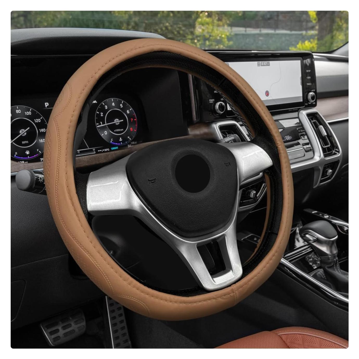 Funda de Volante de Coche Sbulhia Beige Antideslizante 36.8-40.6 cm