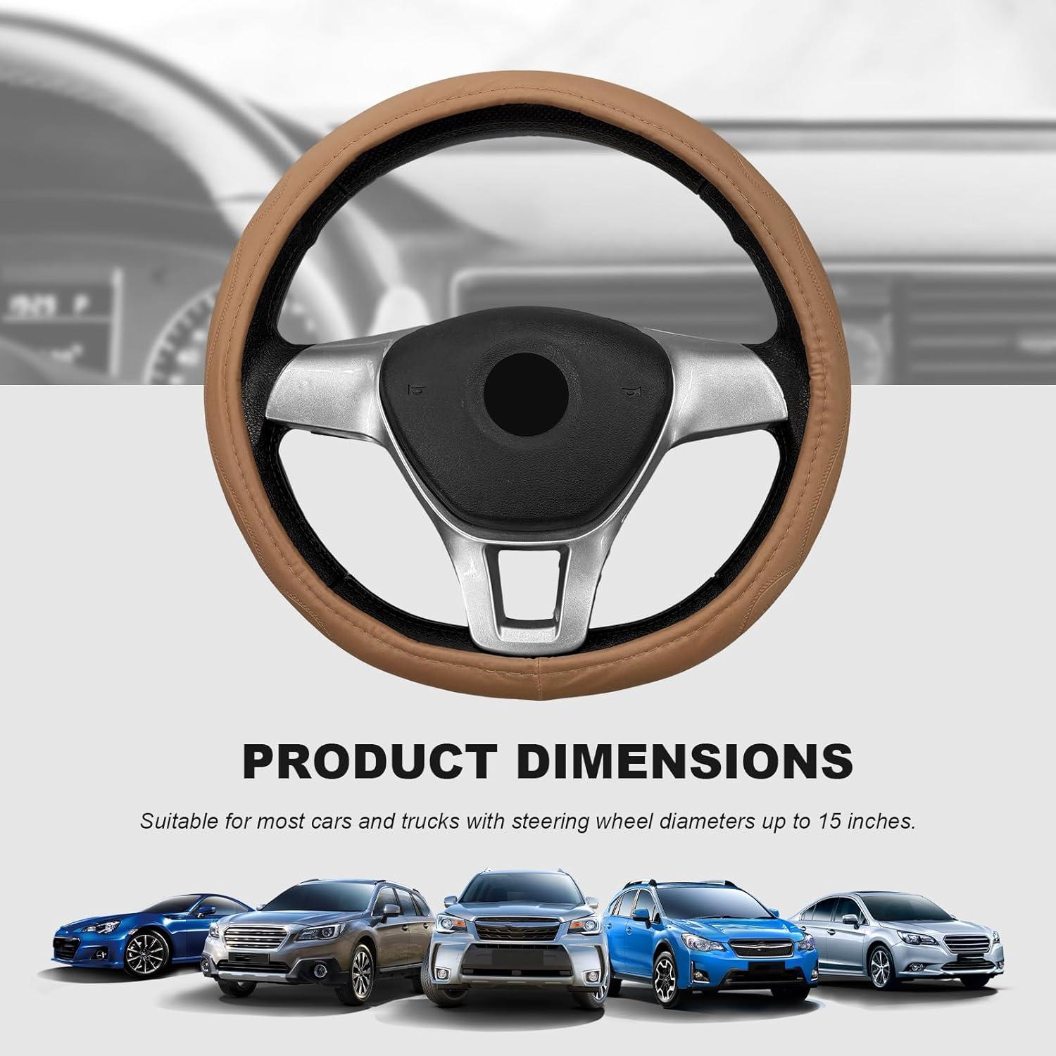 Funda de Volante de Coche Sbulhia Beige Antideslizante 36.8-40.6 cm