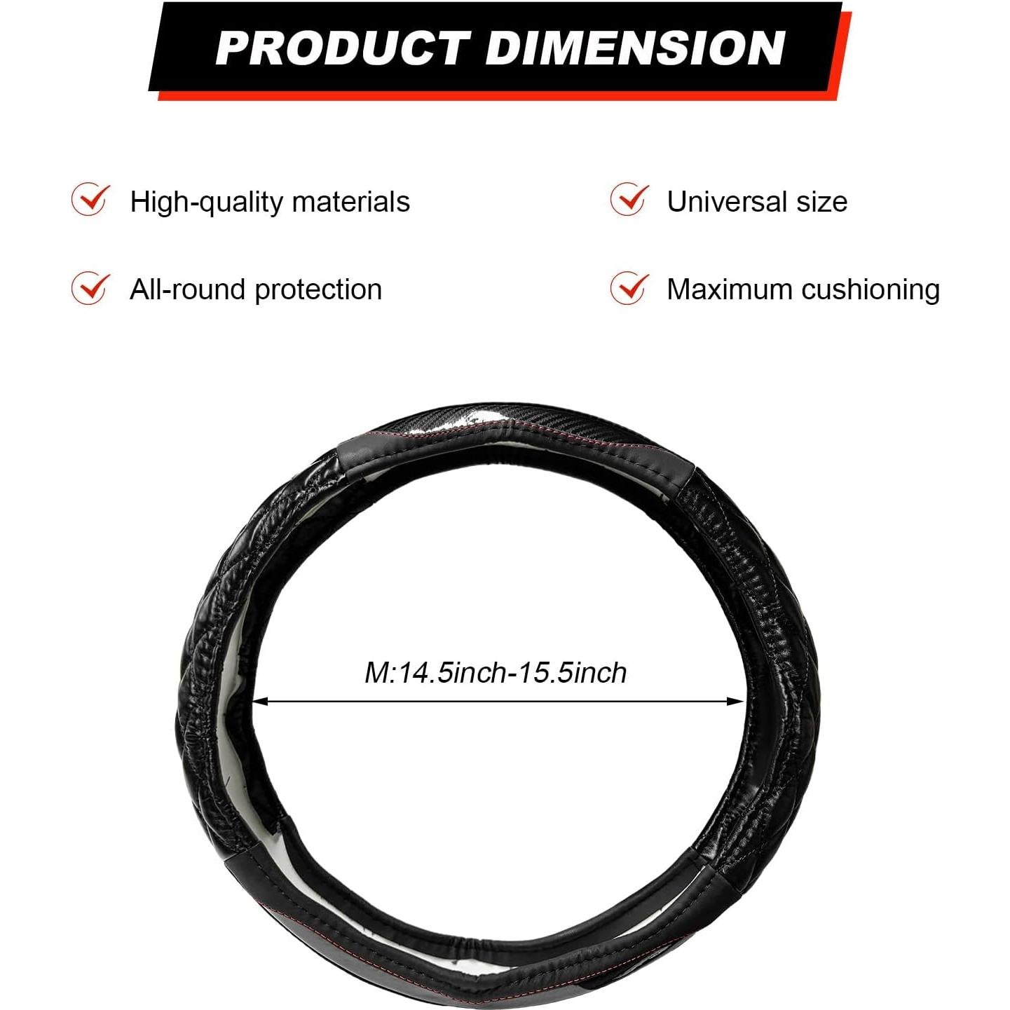 Cubierta de Volante ZNDAW de Cuero Acolchado 37-39 cm Negro