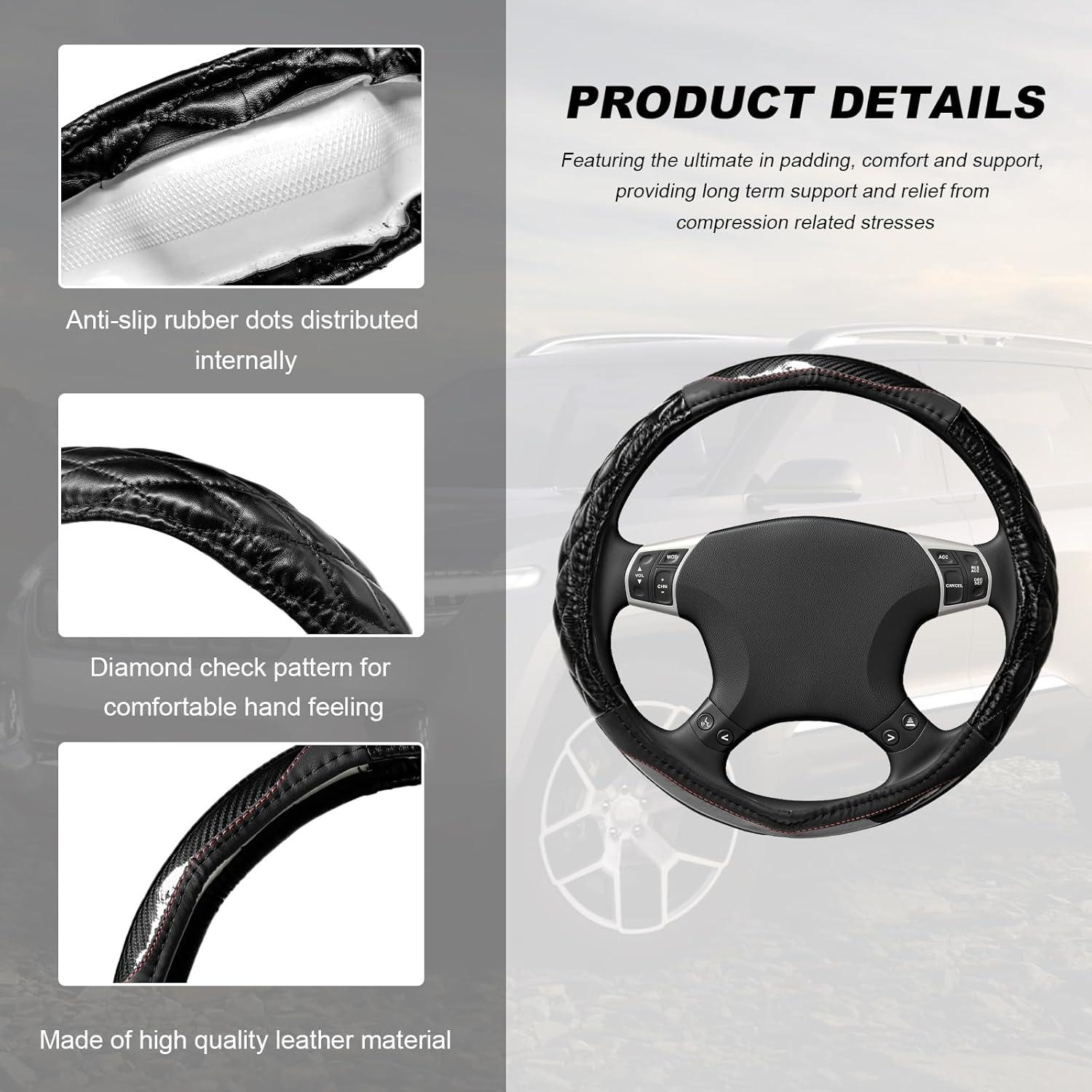 Cubierta de Volante ZNDAW de Cuero Acolchado 37-39 cm Negro