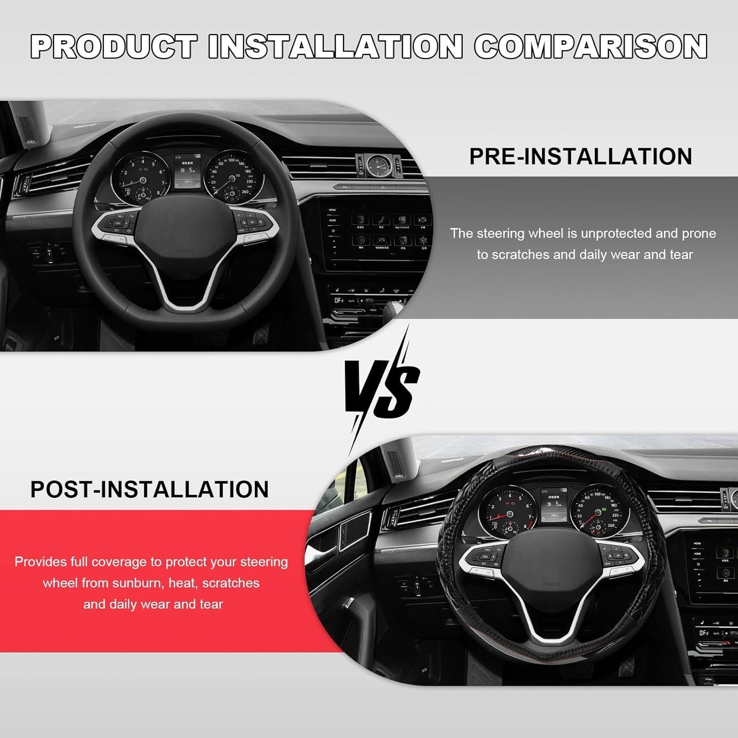 Cubierta de Volante ZNDAW de Cuero Acolchado 37-39 cm Negro