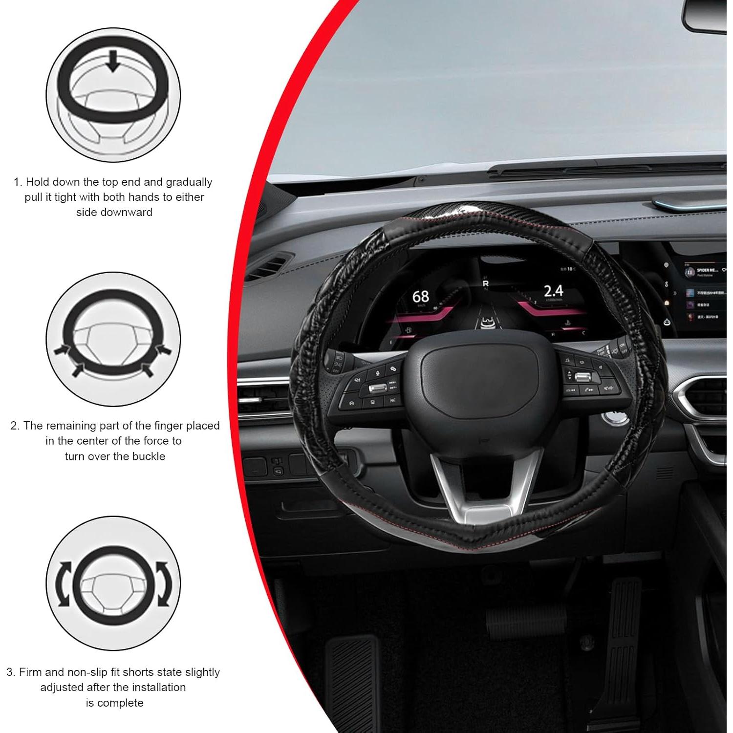 Cubierta de Volante ZNDAW de Cuero Acolchado 37-39 cm Negro