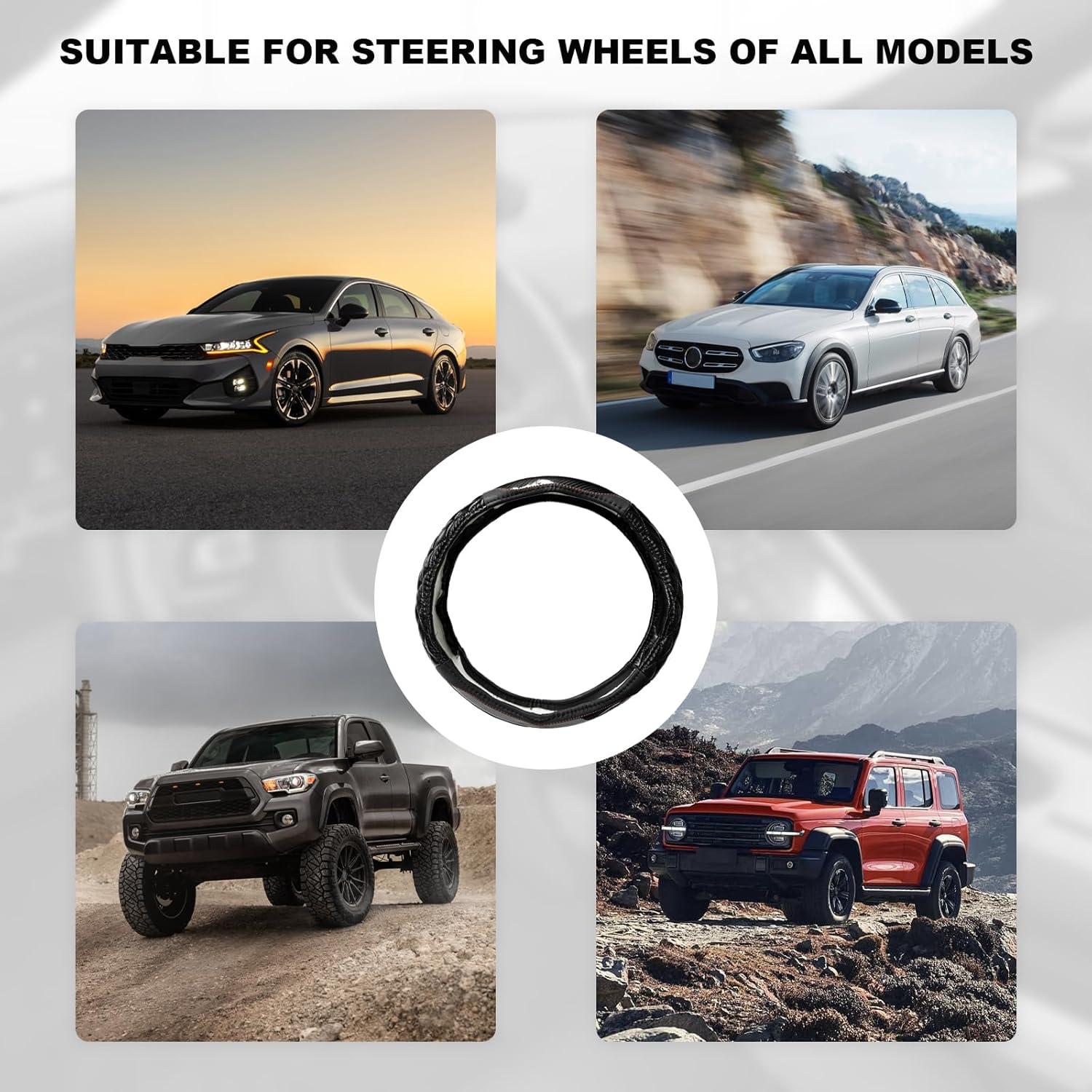 Cubierta de Volante ZNDAW de Cuero Acolchado 37-39 cm Negro