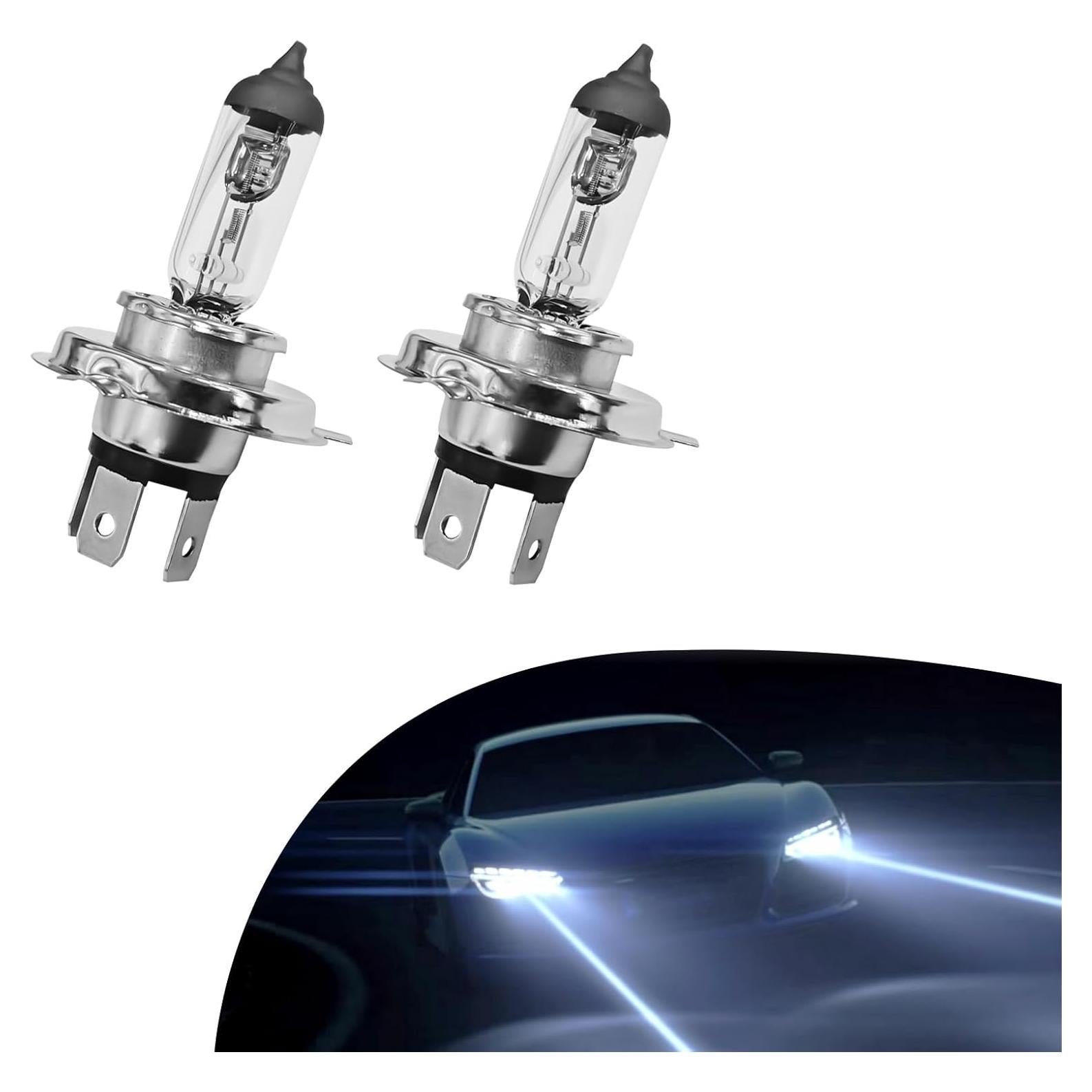 2 Bombillas Halógenas H4-55W QKYS para Automóvil 12V Blanco