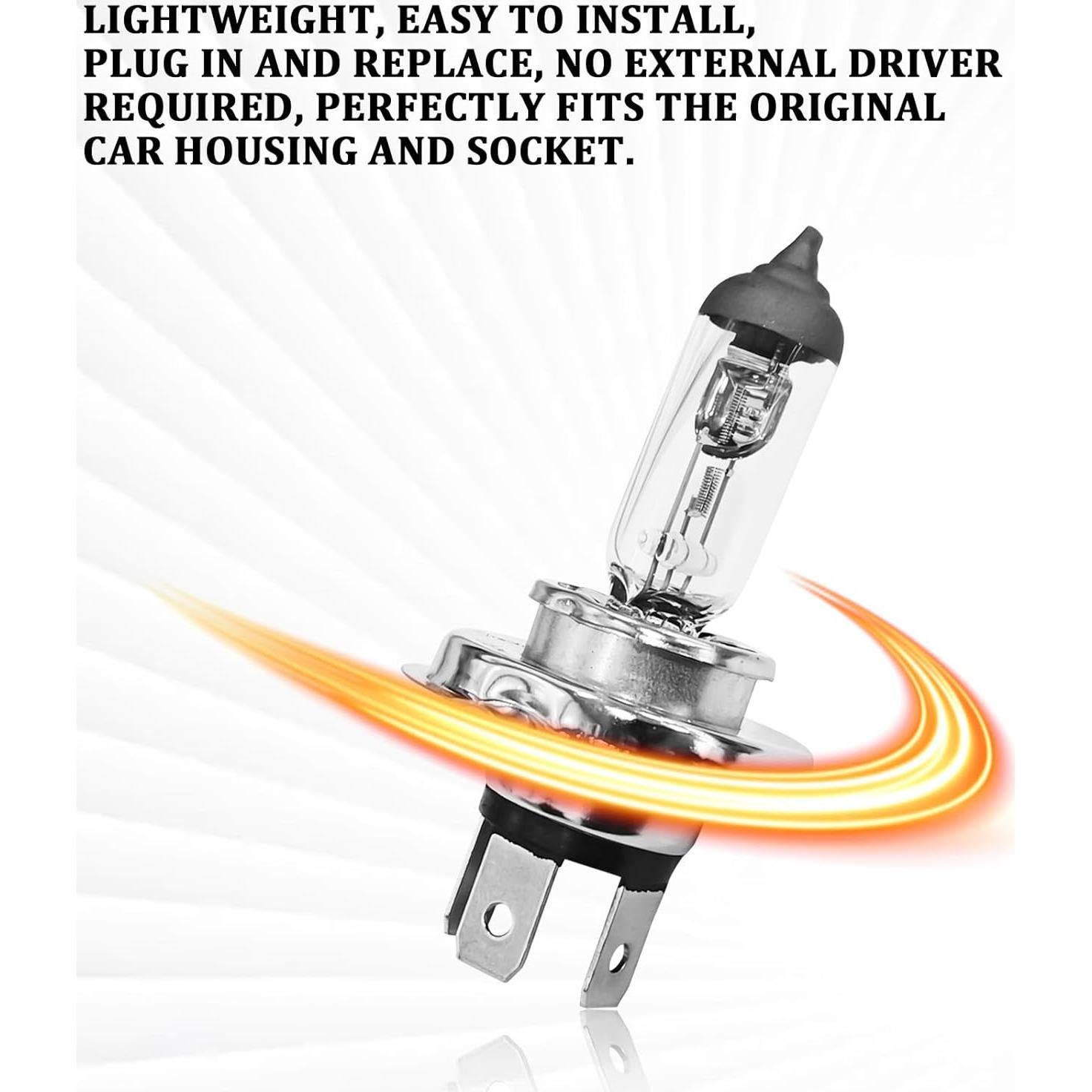 2 Bombillas Halógenas H4-55W QKYS para Automóvil 12V Blanco