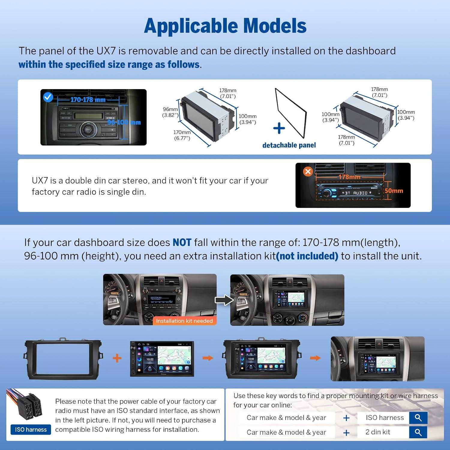 Estéreo de Coche Eonon UX7 7" Android 14 Doble Din Bluetooth