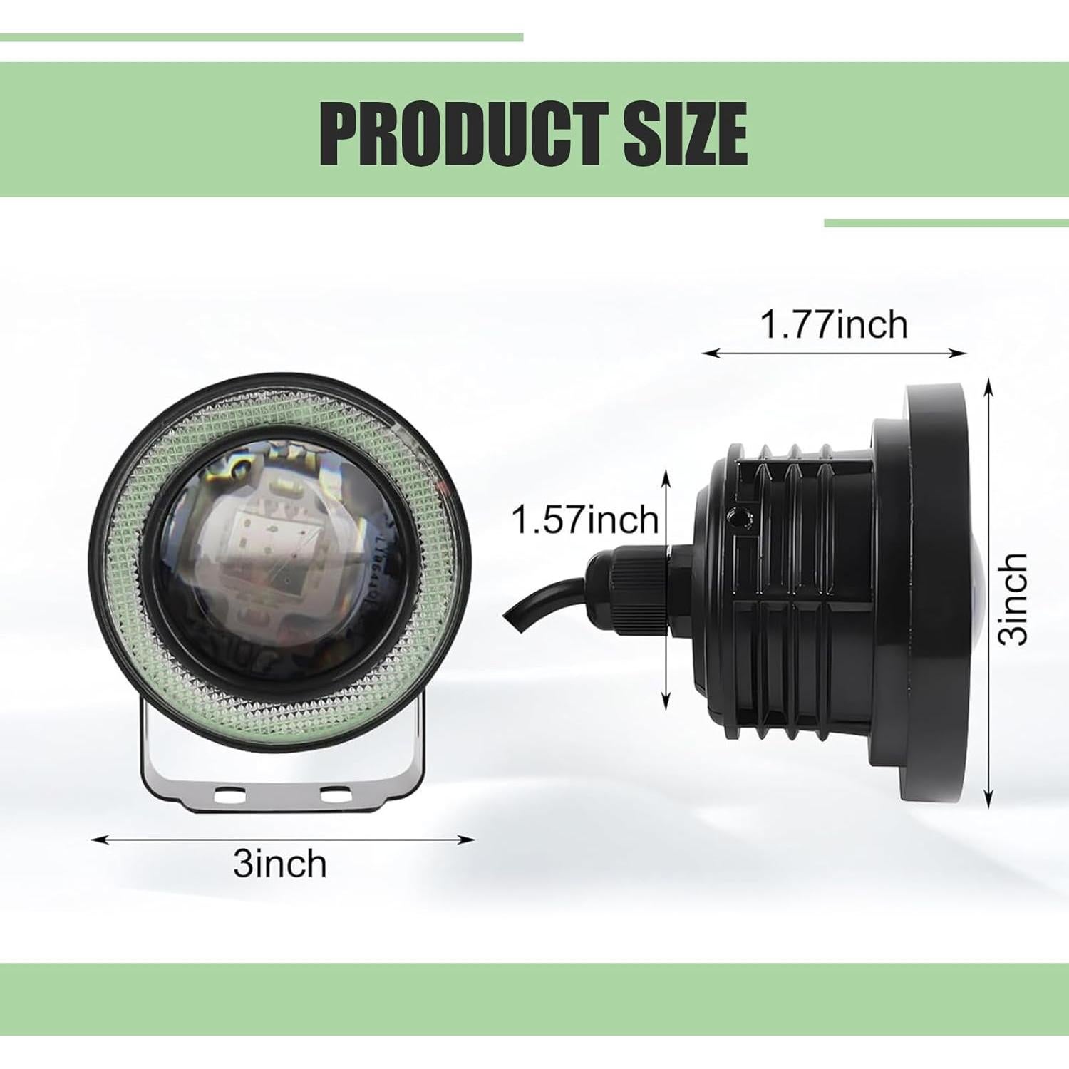 Luz de Niebla LED Grandí Redonda 7.6 cm Azul Hielo 2 Piezas