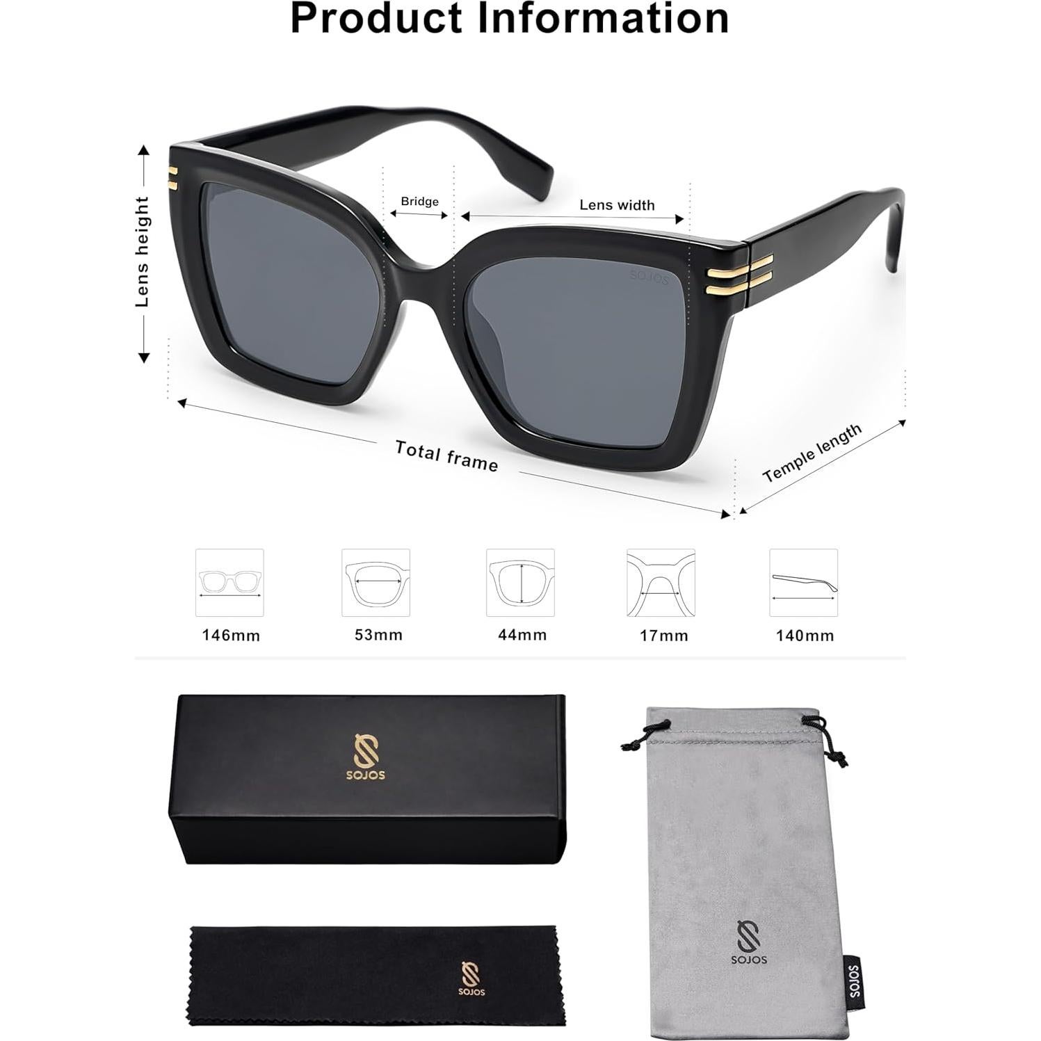 Gafas de Sol SOJOS Ojo de Gato Polarizadas para Mujeres