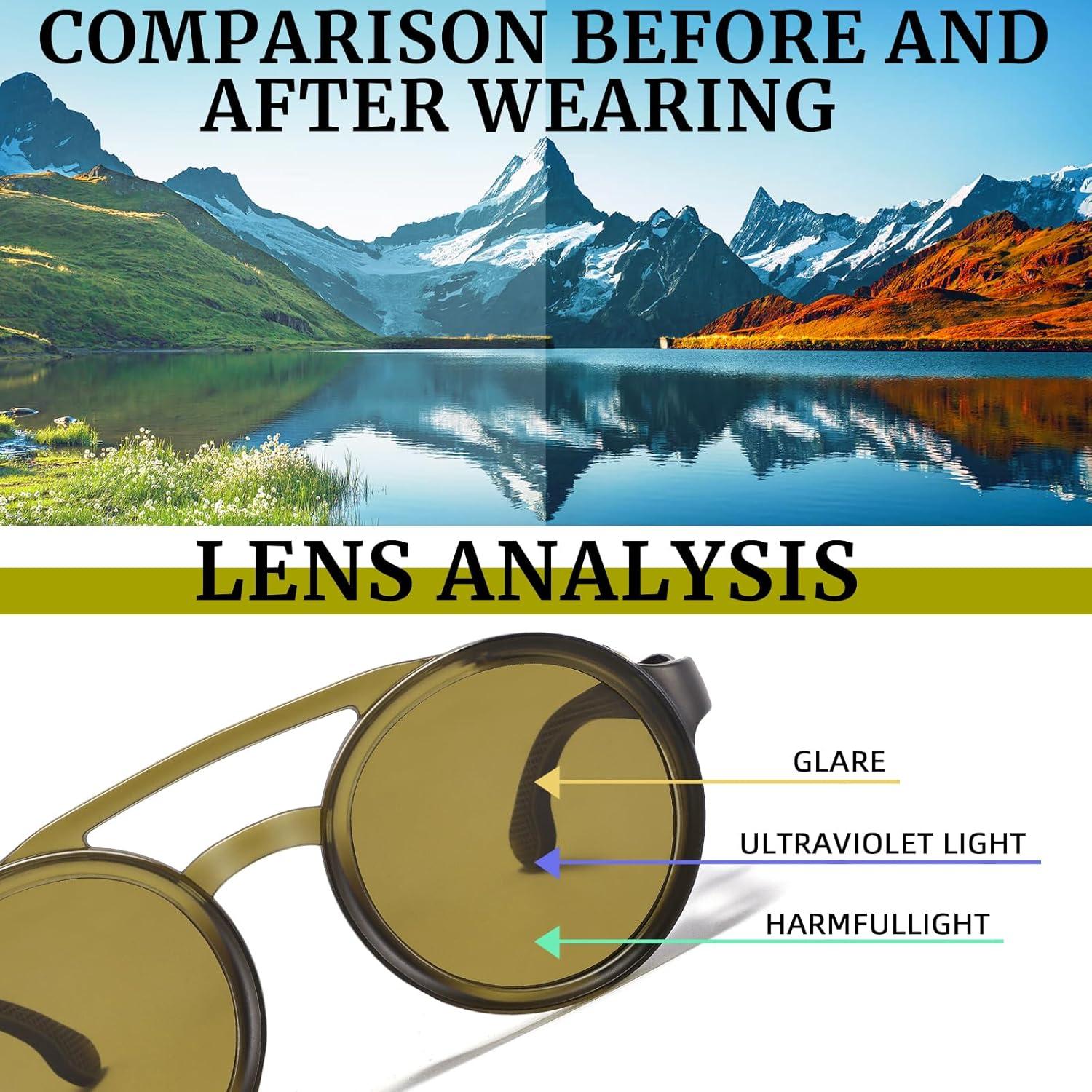 Gafas de sol Steampunk polarizadas con escudo de cuero 52mm