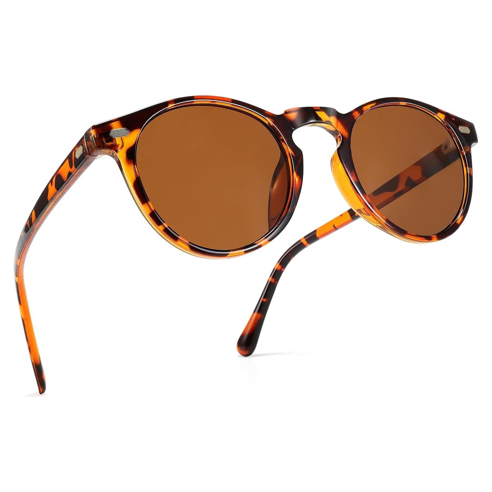 Gafas de sol redondas polarizadas Steampunk 54mm marrón