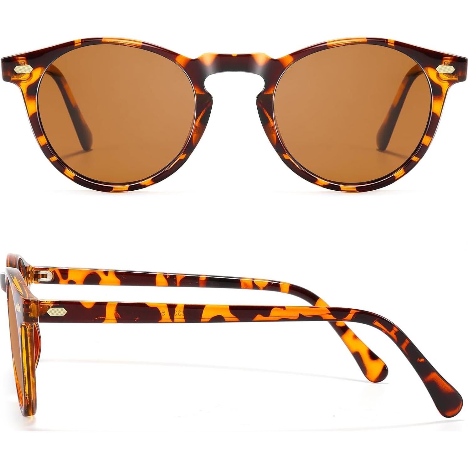 Gafas de sol redondas polarizadas Steampunk 54mm marrón