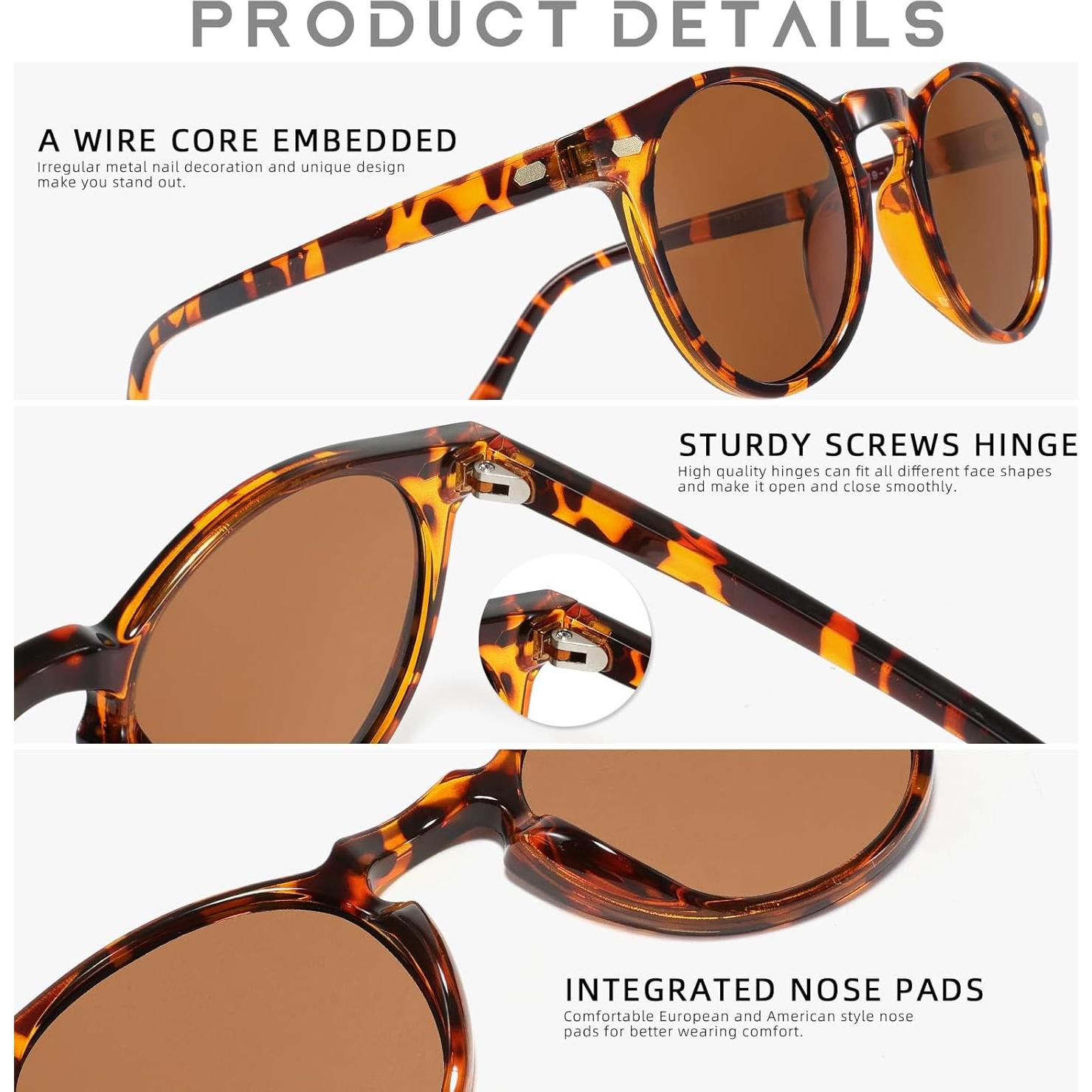 Gafas de sol redondas polarizadas Steampunk 54mm marrón