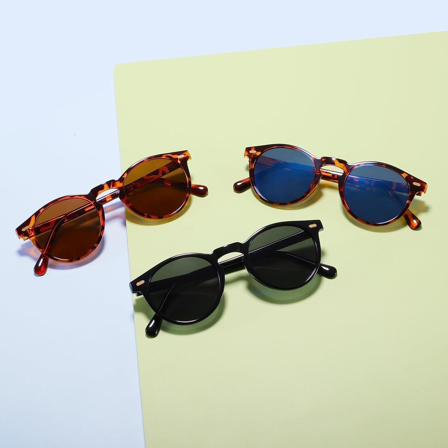 Gafas de sol redondas polarizadas Steampunk 54mm marrón