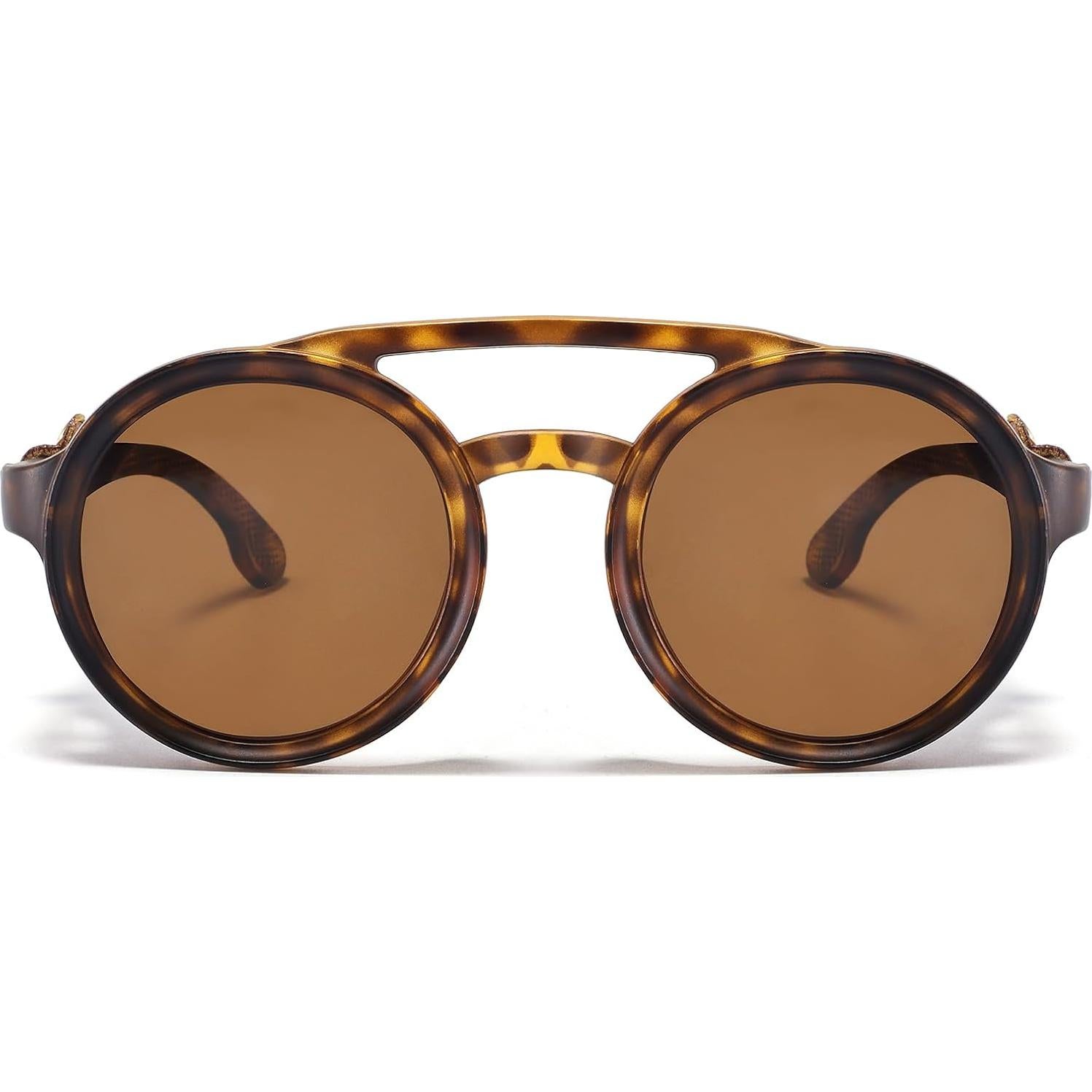 Gafas de sol Steampunk polarizadas con escudo de cuero 52mm