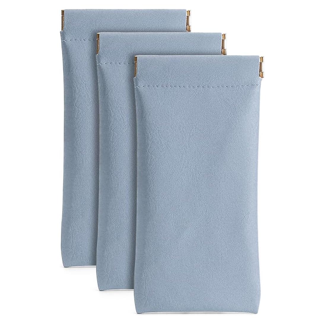 Paquete de 3 Fundas de Gafas de Cuero PU Impermeables