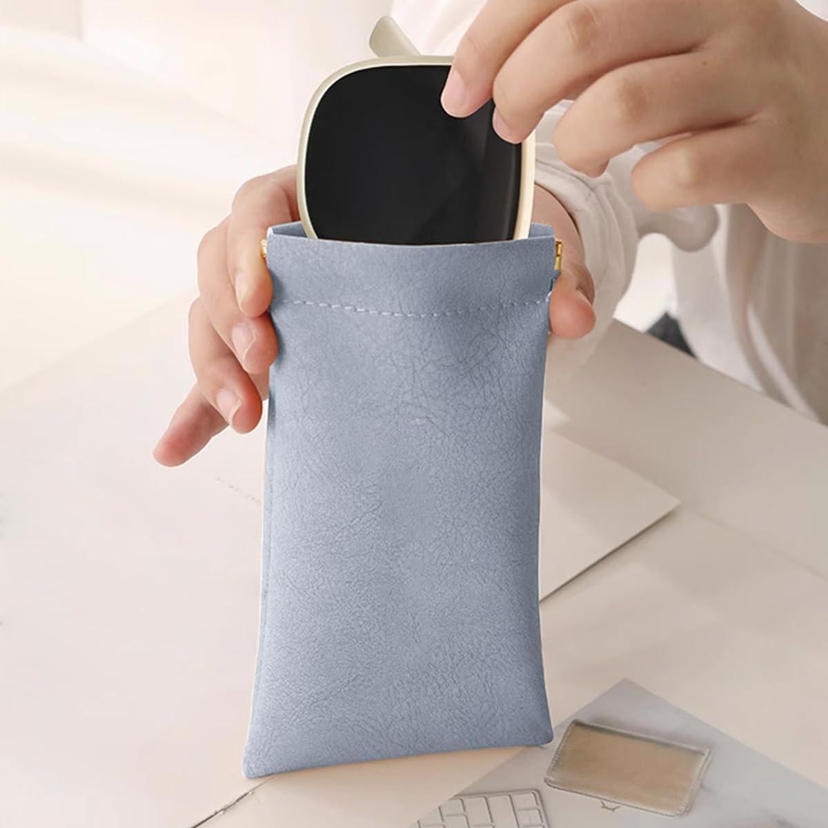 Paquete de 3 Fundas de Gafas de Cuero PU Impermeables