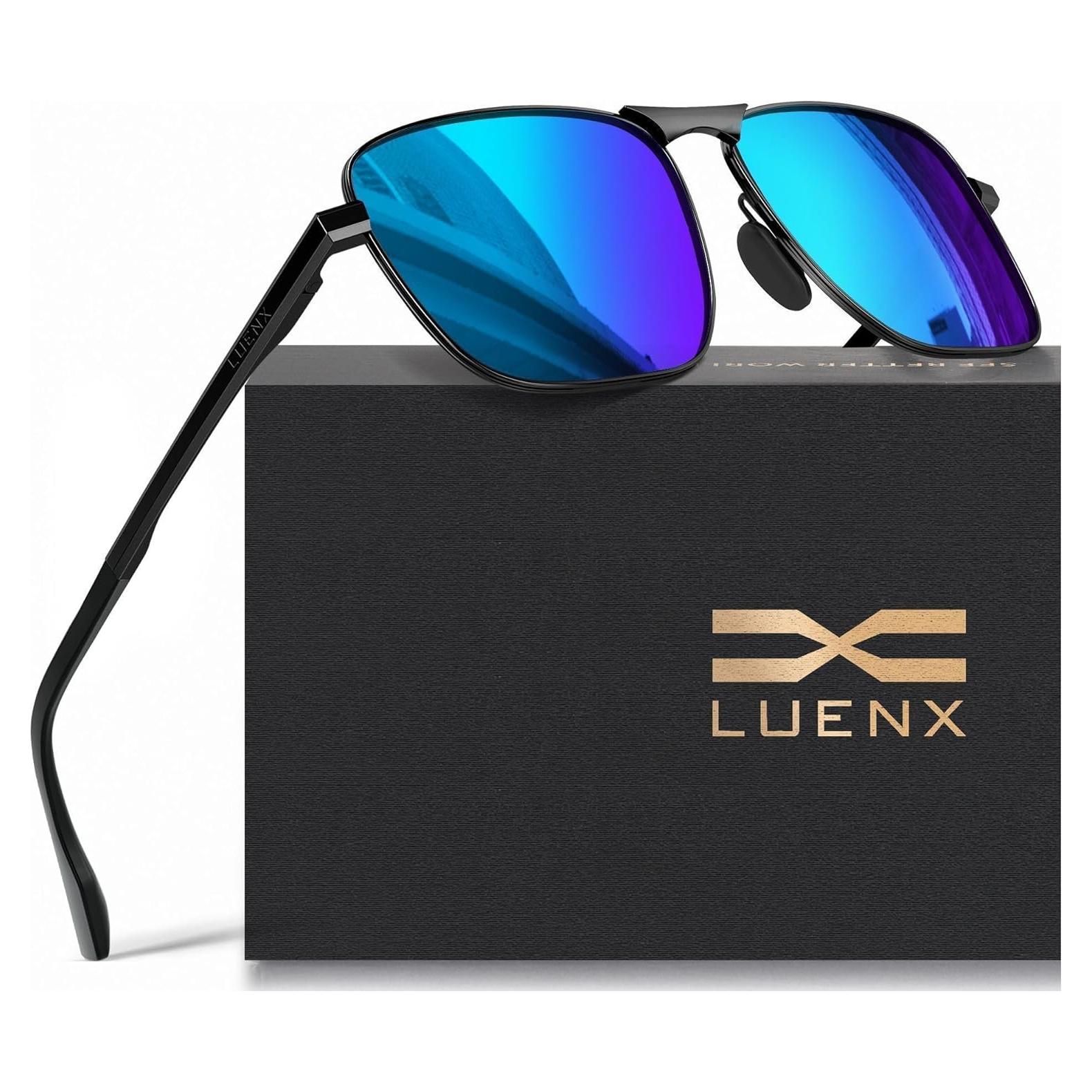 Gafas de sol aviador LUENX polarizadas UV400 azul oscuro