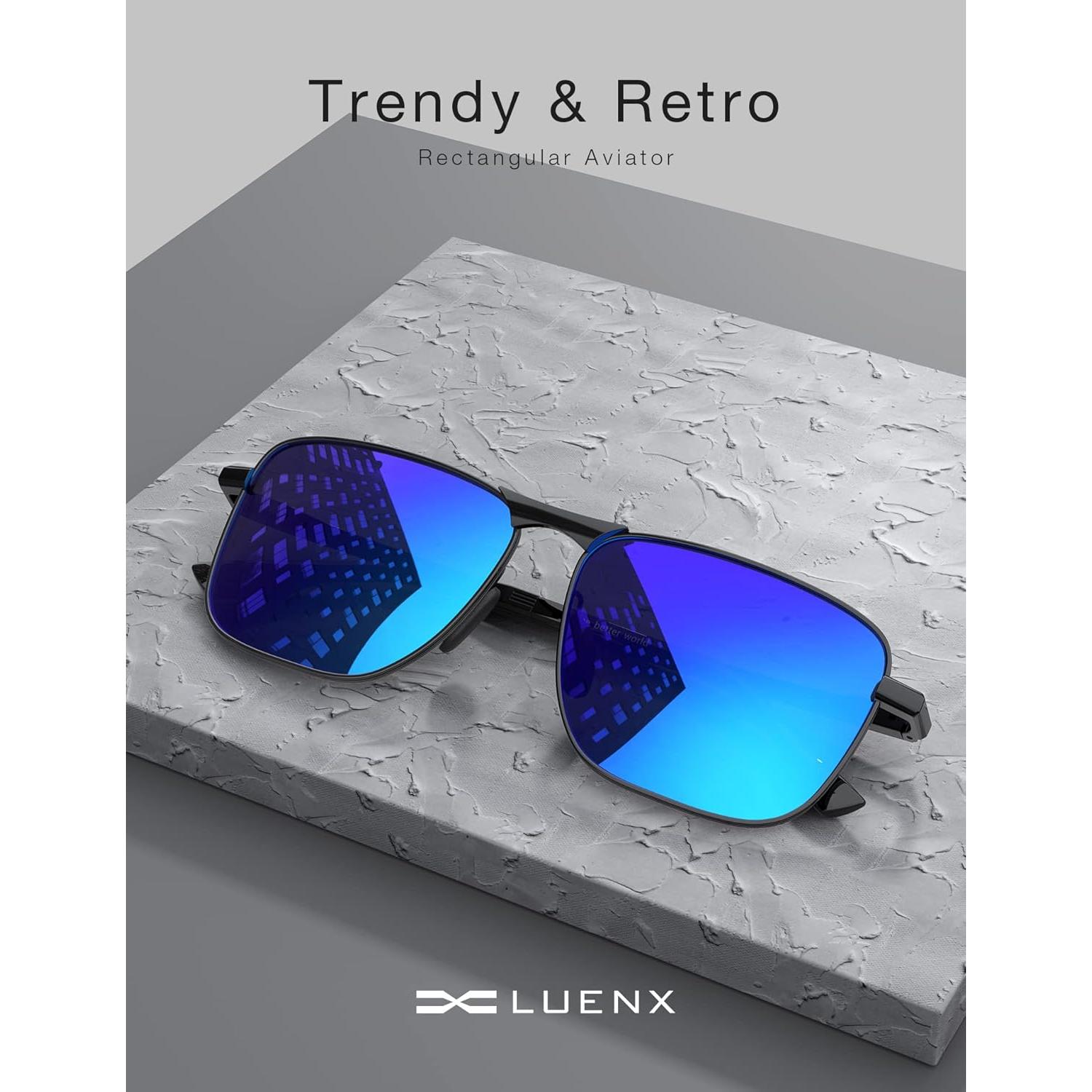 Gafas de sol aviador LUENX polarizadas UV400 azul oscuro