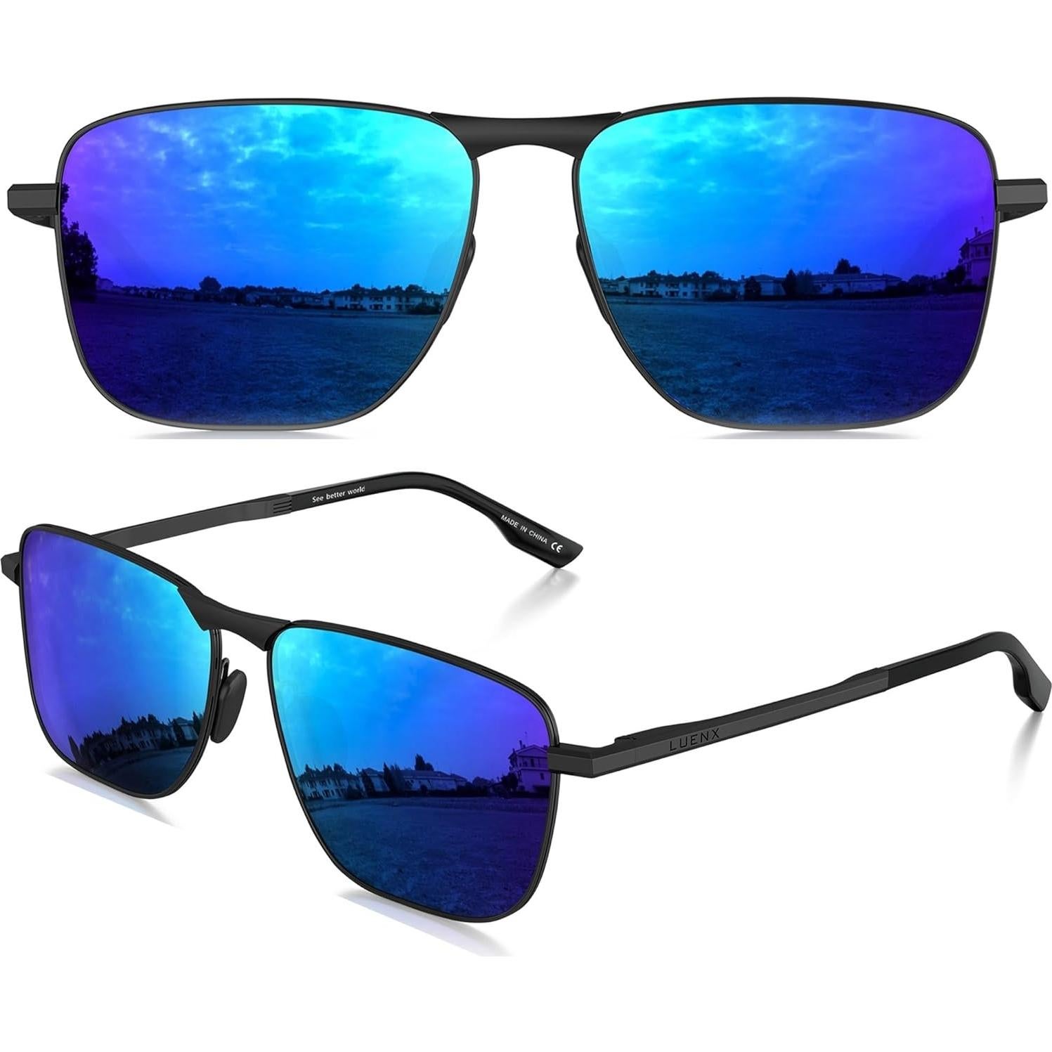 Gafas de sol aviador LUENX polarizadas UV400 azul oscuro