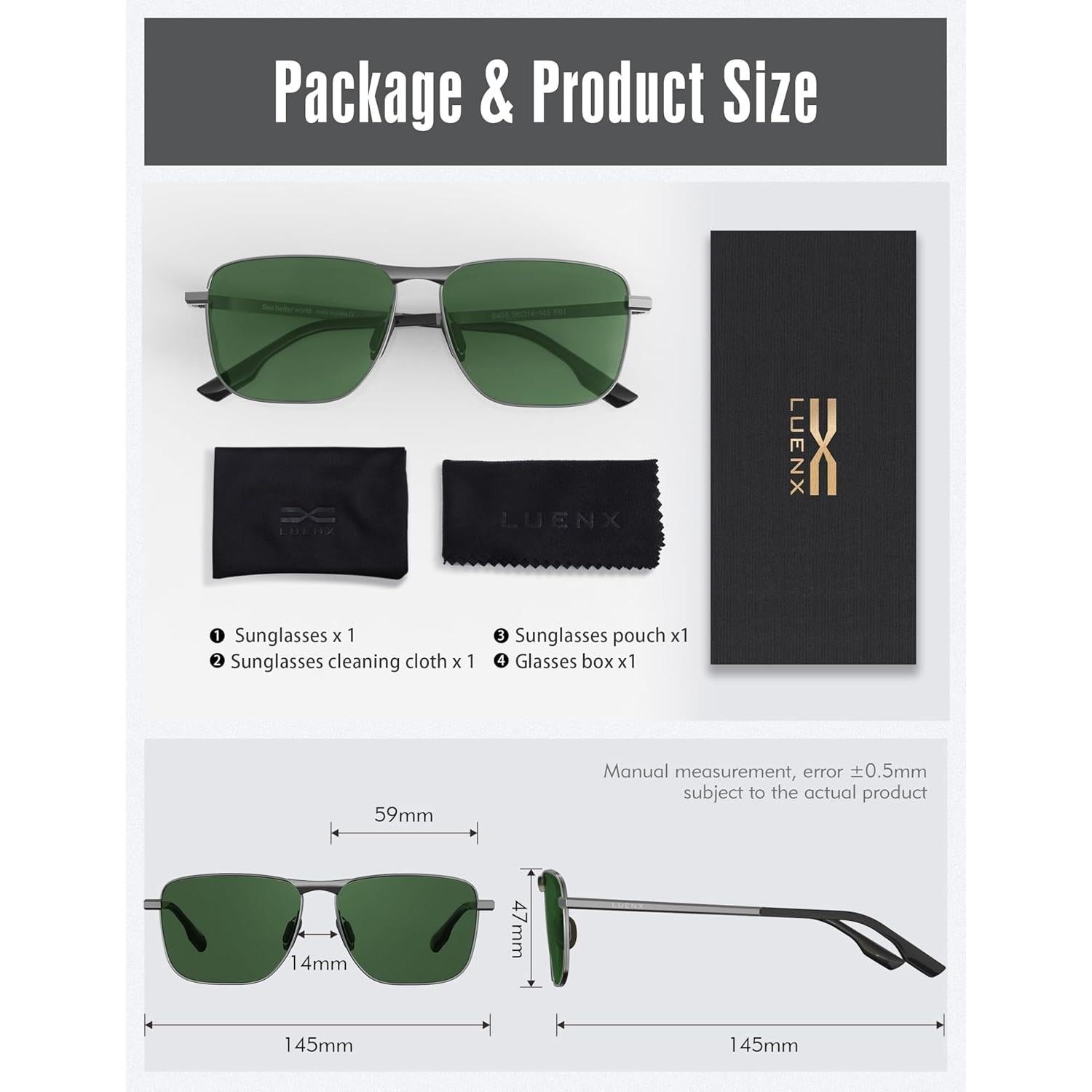 Gafas de sol aviador LUENX polarizadas UV400 retro