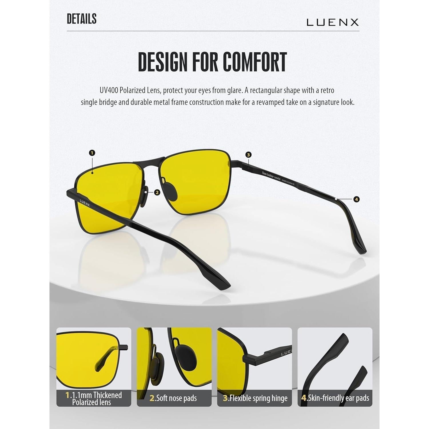 Gafas de sol aviador LUENX polarizadas UV400 para hombres