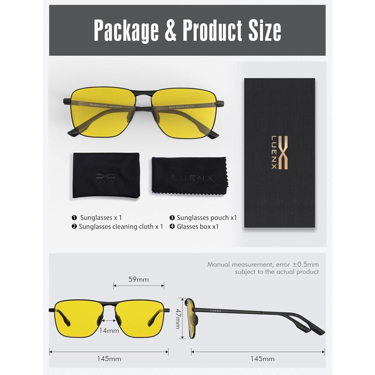 Gafas de sol aviador LUENX polarizadas UV400 para hombres